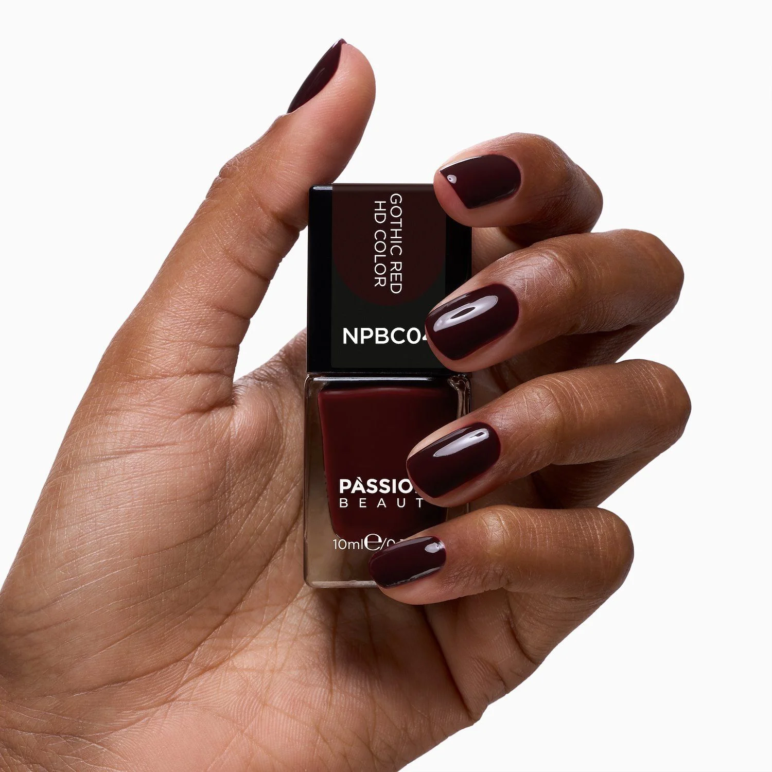 Vernis NPBC04 Gothic Red HD Color - Vernis à ongles couleur bordeaux foncé tirant sur le marron - détail 3