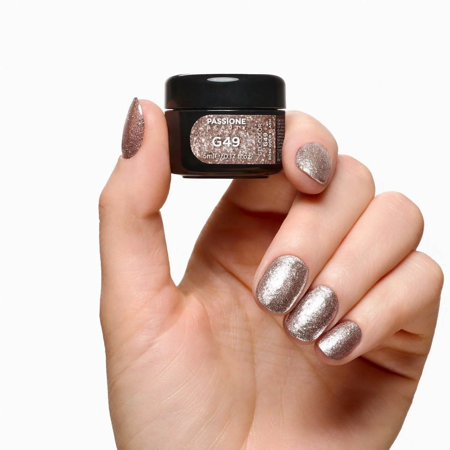 Gel Glitter G49 Rose Gold Flash - Gel couleur pailleté or rose - détail 3