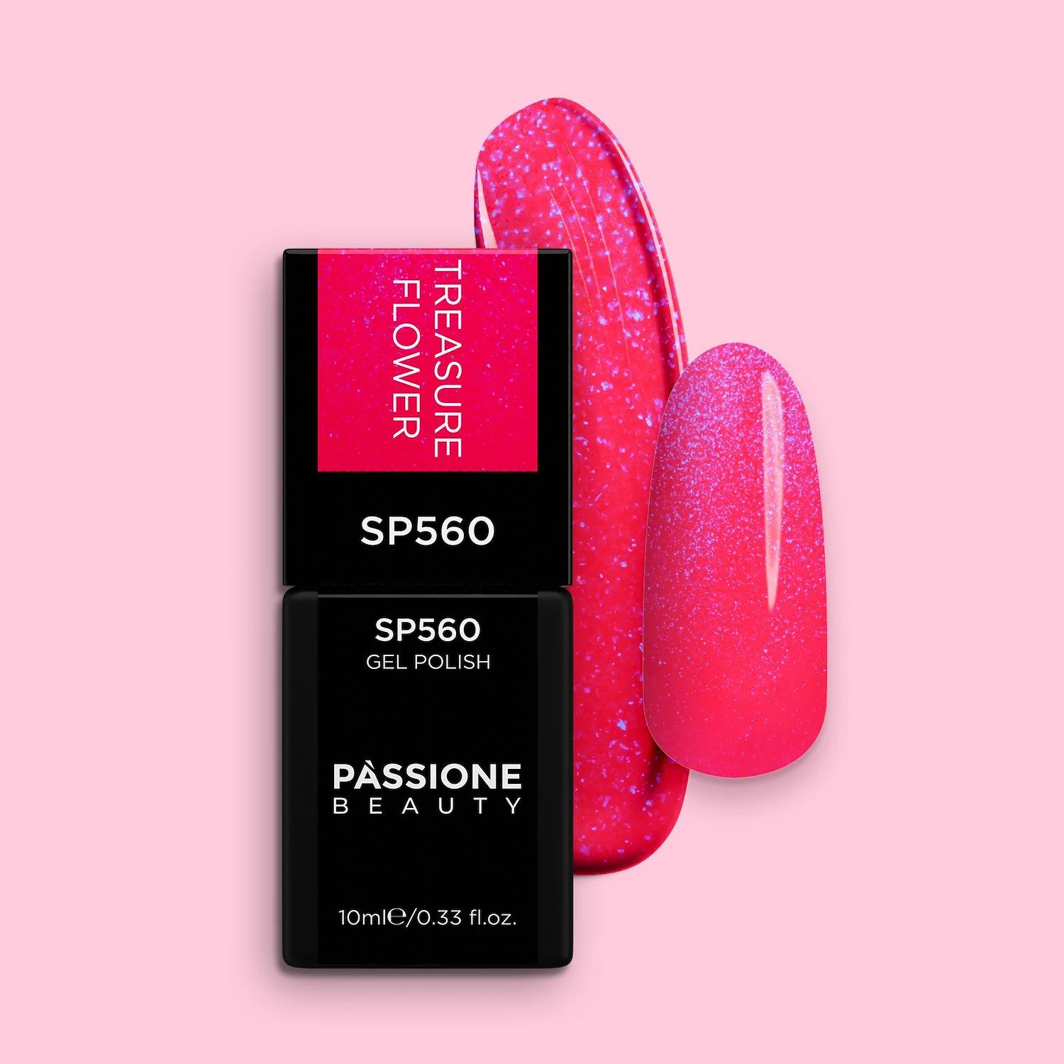 Smalto semipermanente SP560 Treasure Flower - Colore semipermanente fucsia acceso perlato con riflesso blu