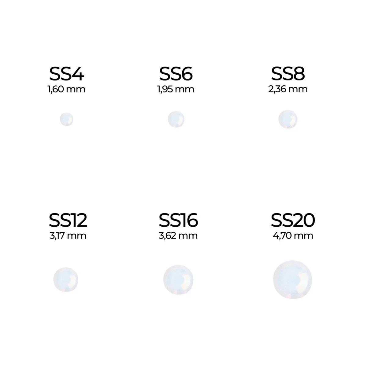 White Opal Strass SS16 - Strass blanco opalescente SS12 para decoración de uñas - detalle 2