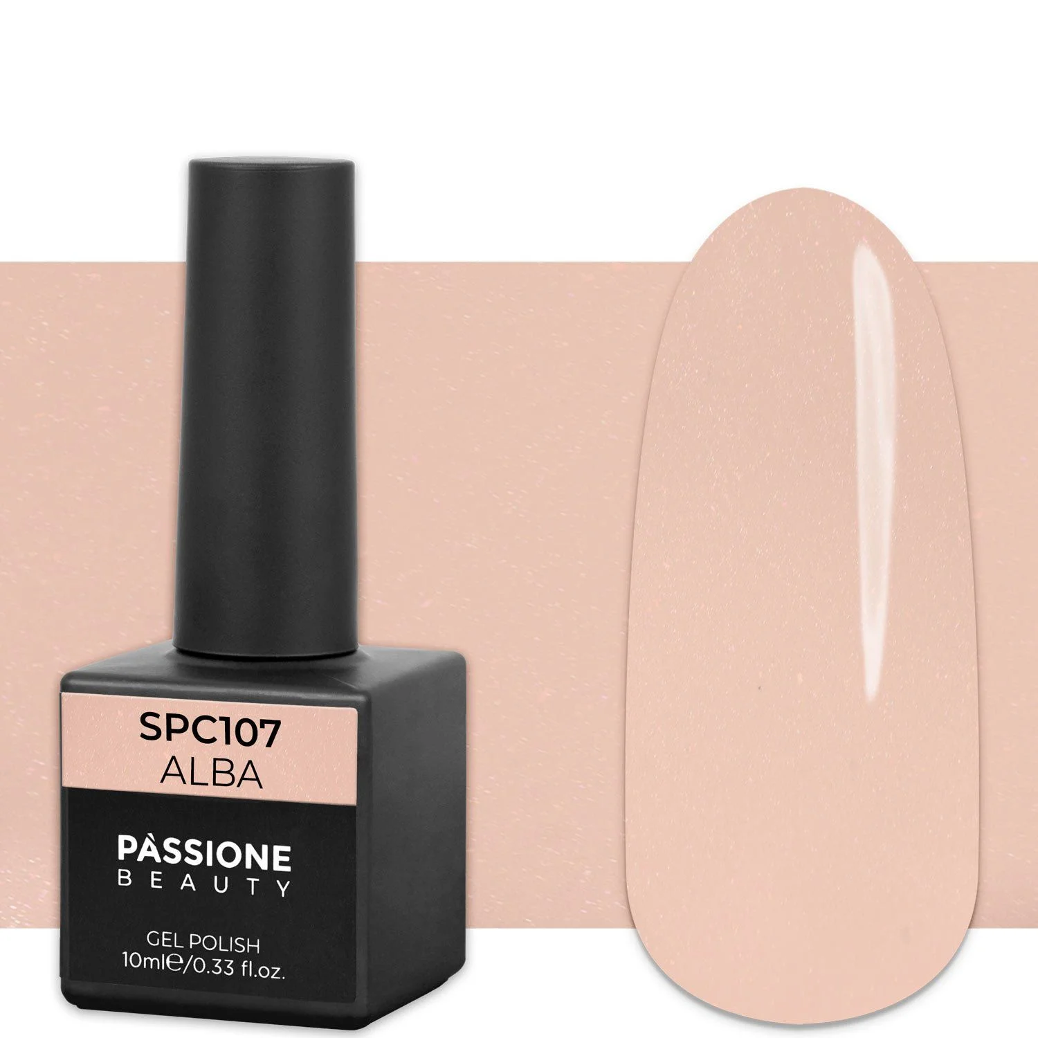 Gel Nail Polish GPC107 Alba  - GPC107 Alba gel polish, Beige with micro glitter