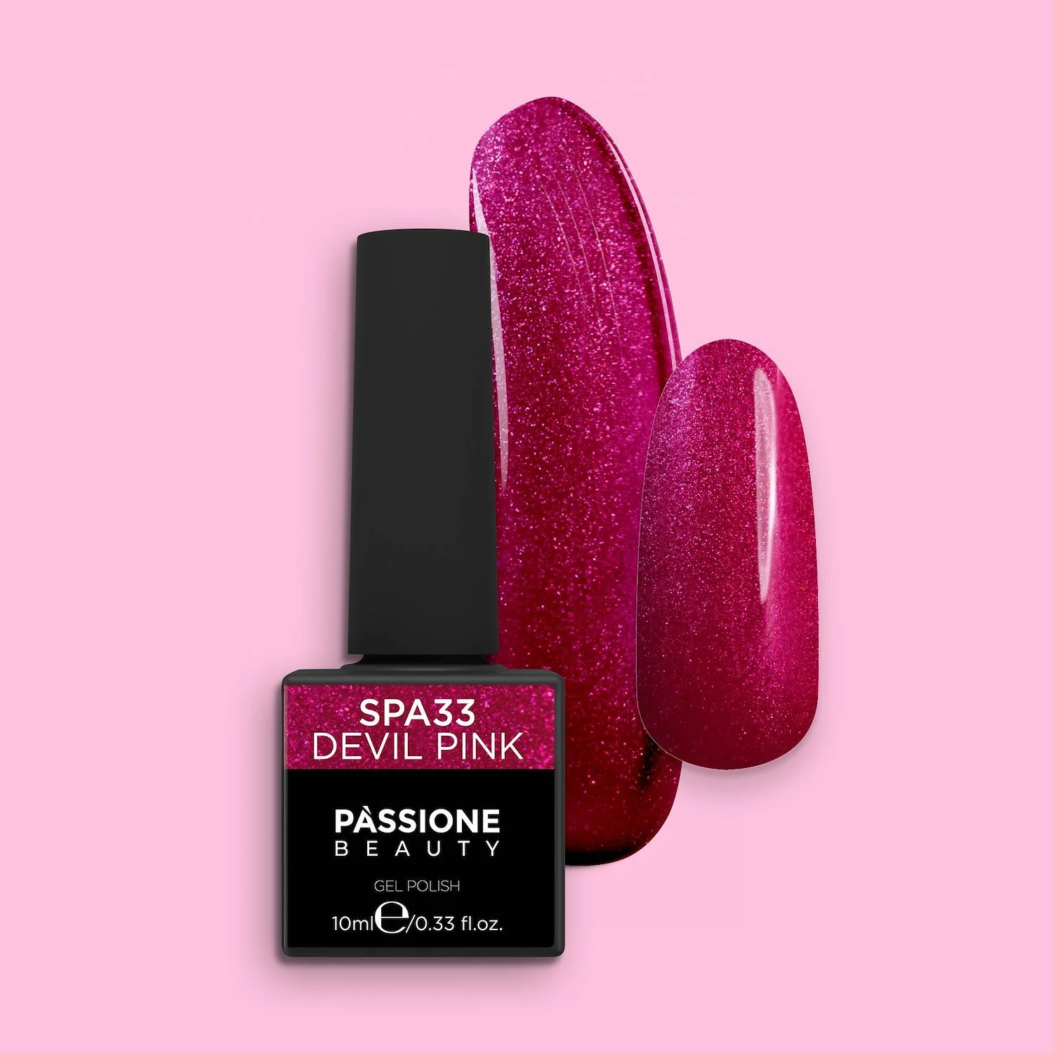 Gel Nail Polish GPA33 Devil Pink  - GPA33 Devil Pink gel polish, magenta with metal effect