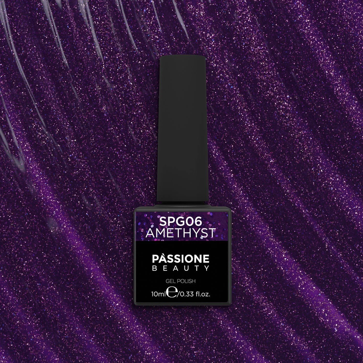 Gel Nail Polish GPG06 Amethyst  - GPG06 Amethyst gel polish, violet with micro glitter - detail 2