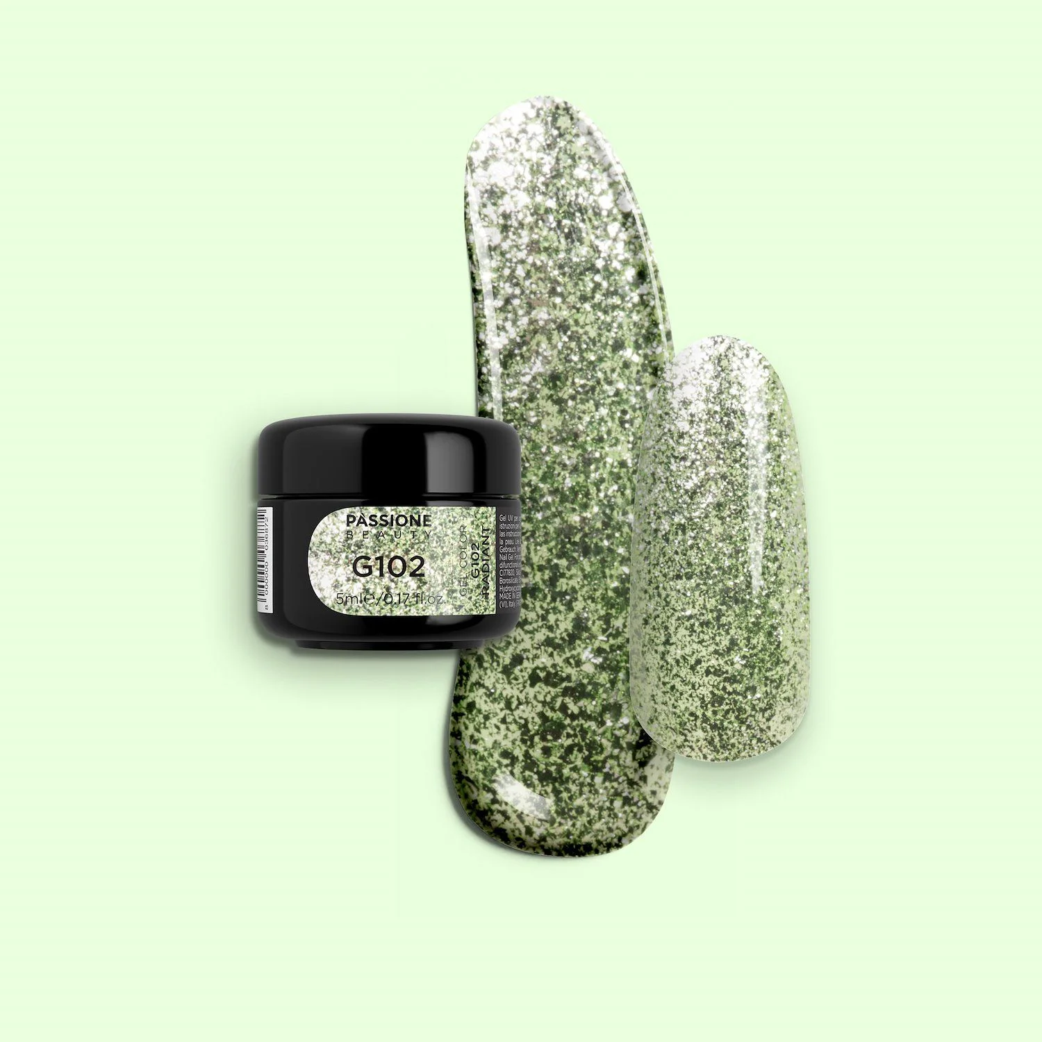 Gel Colour G102 Radiant - Lime green Glitter Gel 