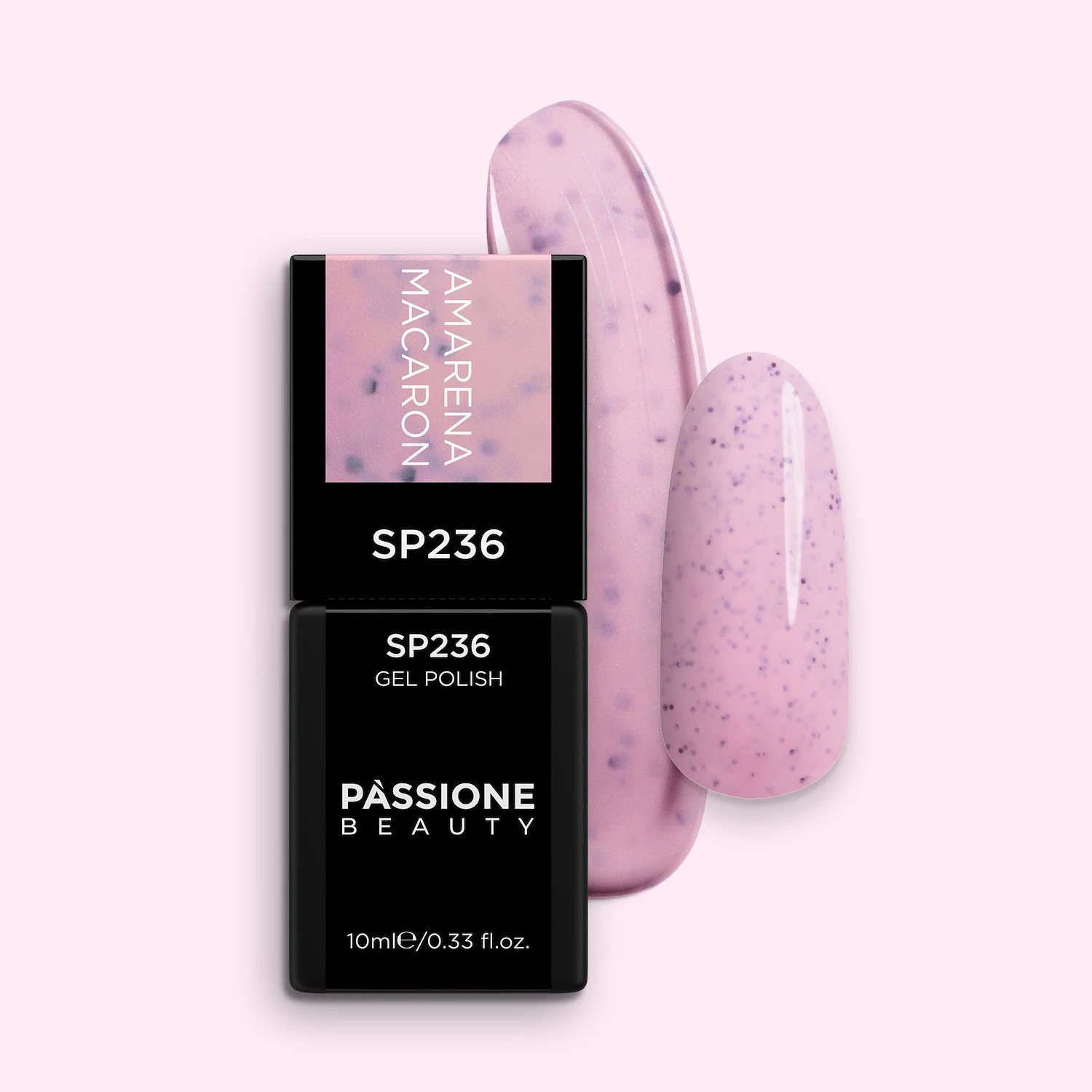 Gel Nail Polish GP236 Amarena Macaron  - Antique Pink Gel Polish with black particles