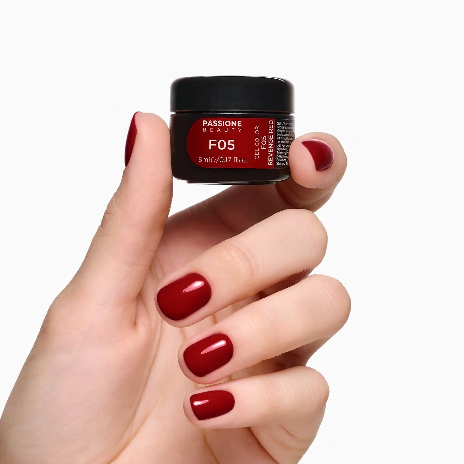 Gel Color F05 Revenge Red - Gel color rojo oscuro autosellante  - detalle 2