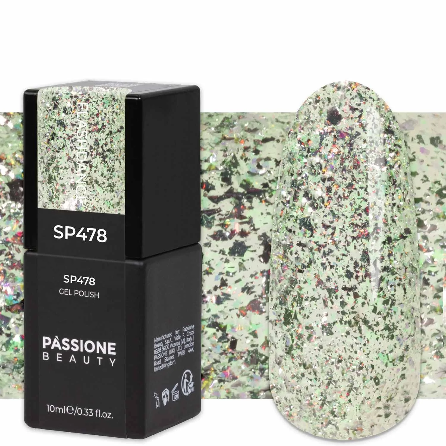 Gel Nail Polish GP478 Flashdance - Silver glitter aqua-blue gel polish 
