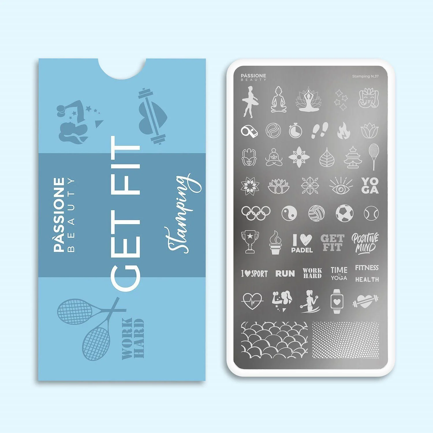 Get Fit - Plaque Stamping - Plaque Stamping pour ongles avec décorations sportives