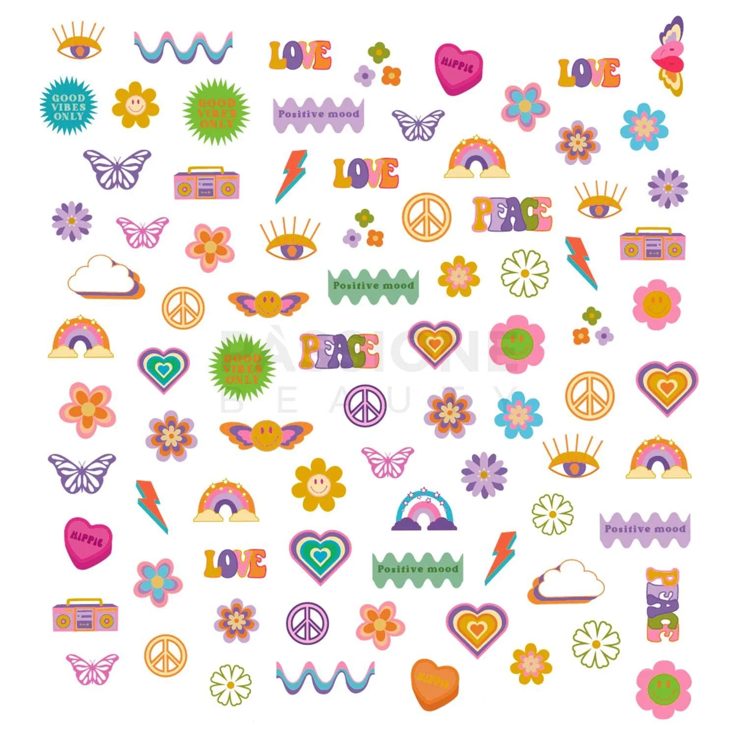 Woodstock - Nail Stickers - Hippie themed Nail Stickers  - detail 1