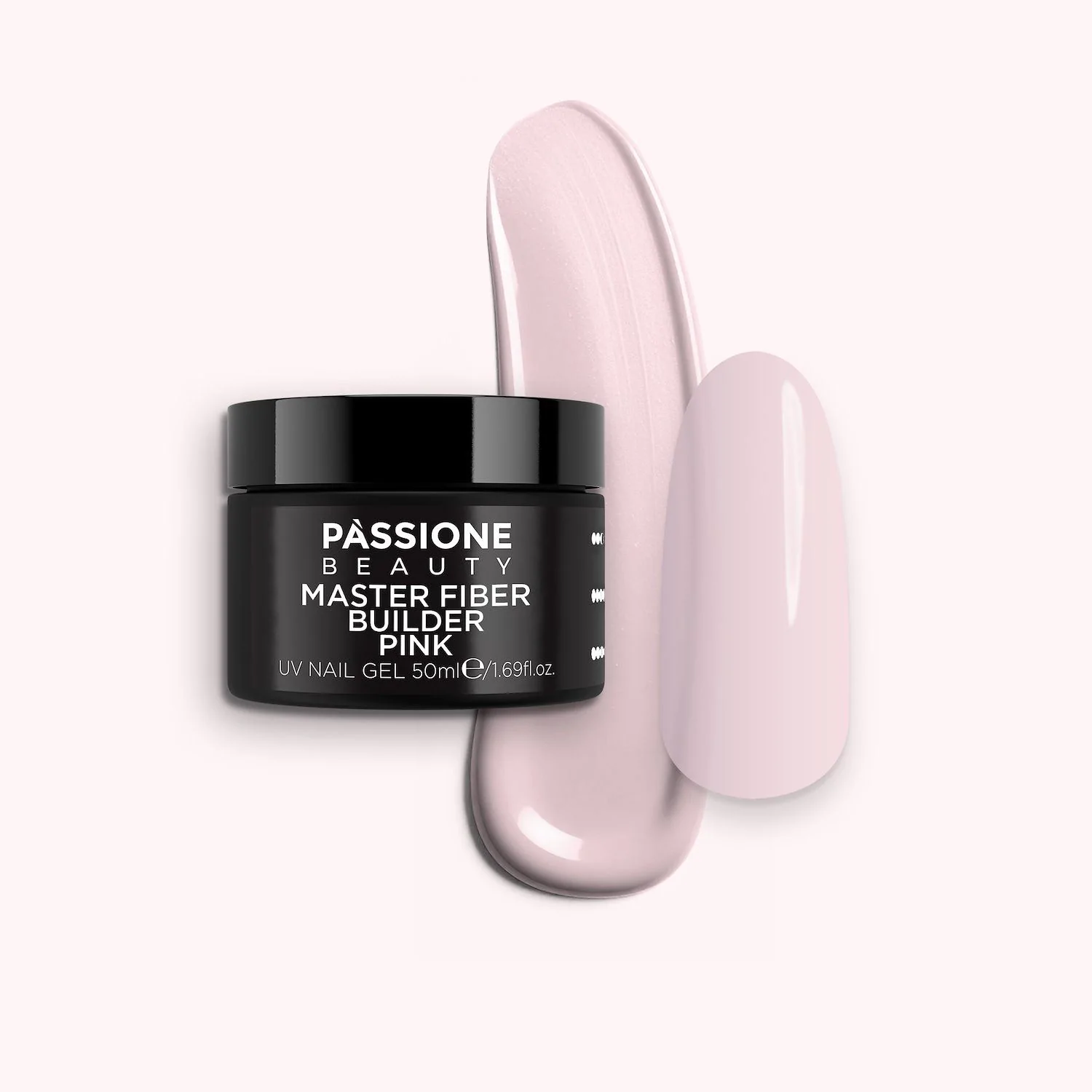 Master Fiber Builder Pink 50ml - Self-Levelling Light Pink Builder Gel With Glass Fibres