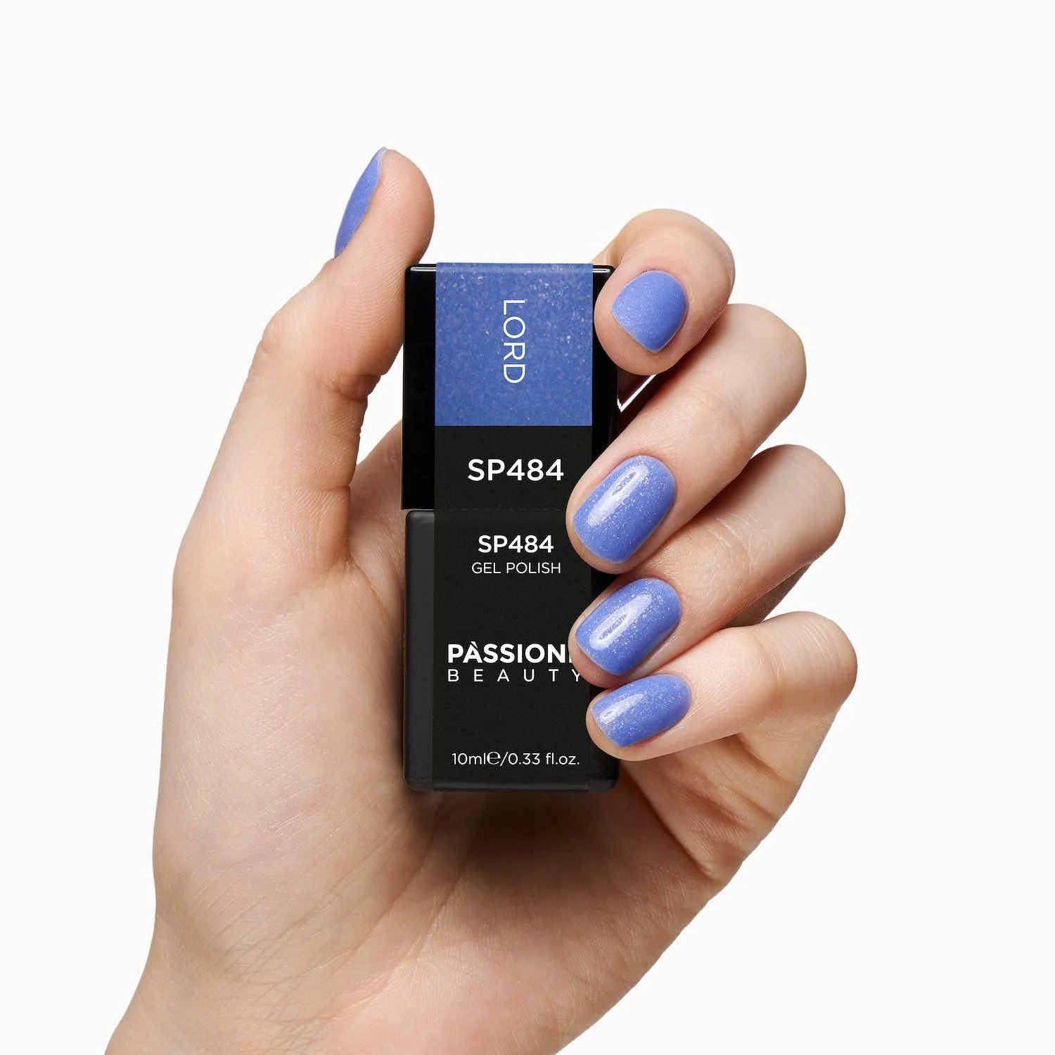 UV-Nagellack SP484 Lord - UV-Nagellack Perlmutt Jeansblau mit silbernen und blauen Micro-Glitzern - Detail 2
