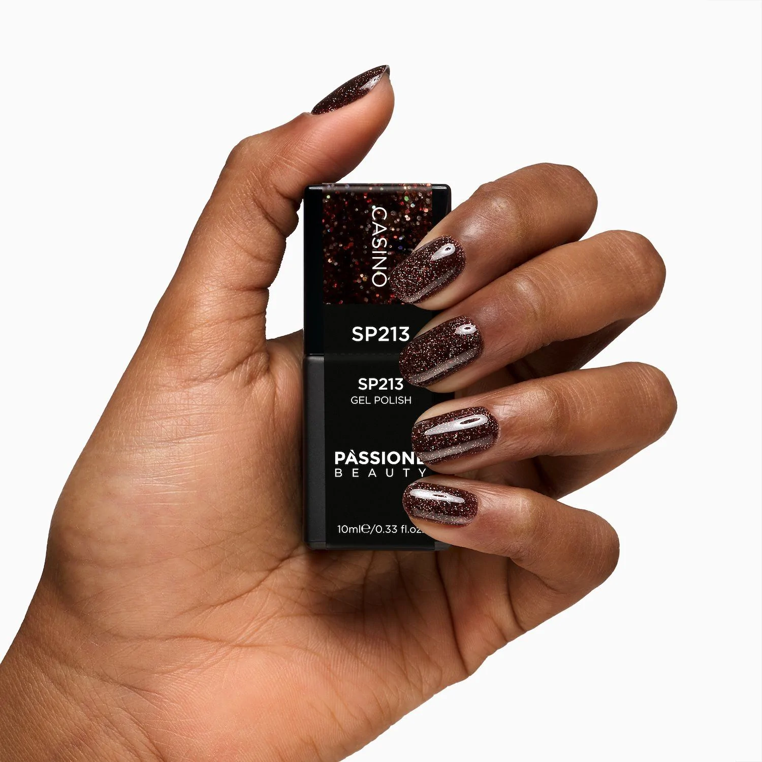 Gel Nail Polish SP213 Casinò - Brown Gel Polish with Multicolour Micro-glitter - detail 3