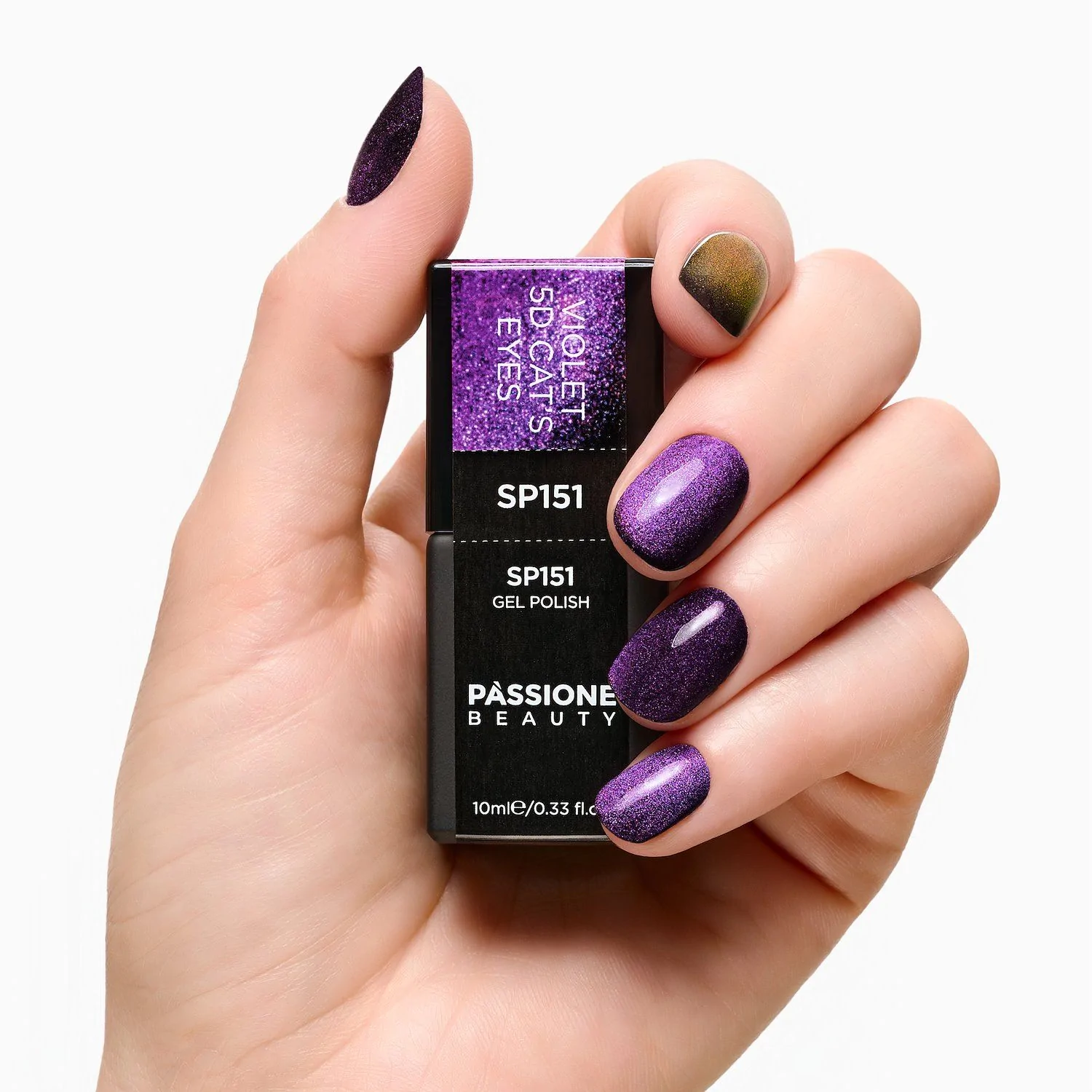 Gel Nail Polish SP151 Violet 5D Cat Eye - Violet Gel Polish with Cat Eye Effect - detail 3