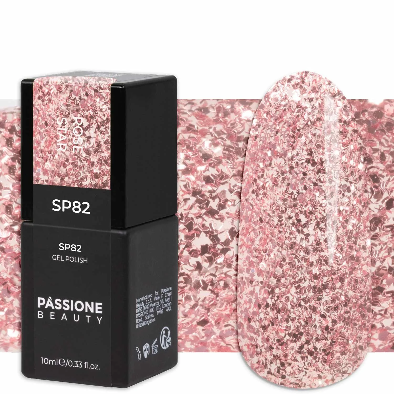 Gel Nail Polish GP82 Rose Star - Gel Polish with rose gold glitter