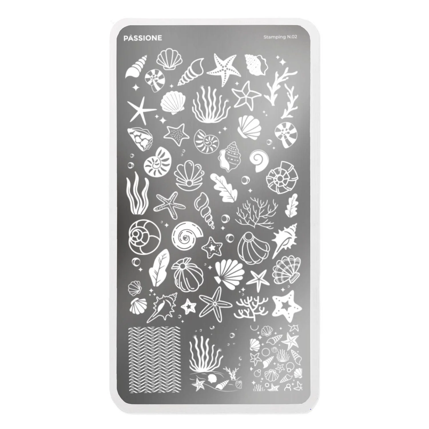 Undersea - Piastra Stamping - Nail stamping plate with shells and starfish.