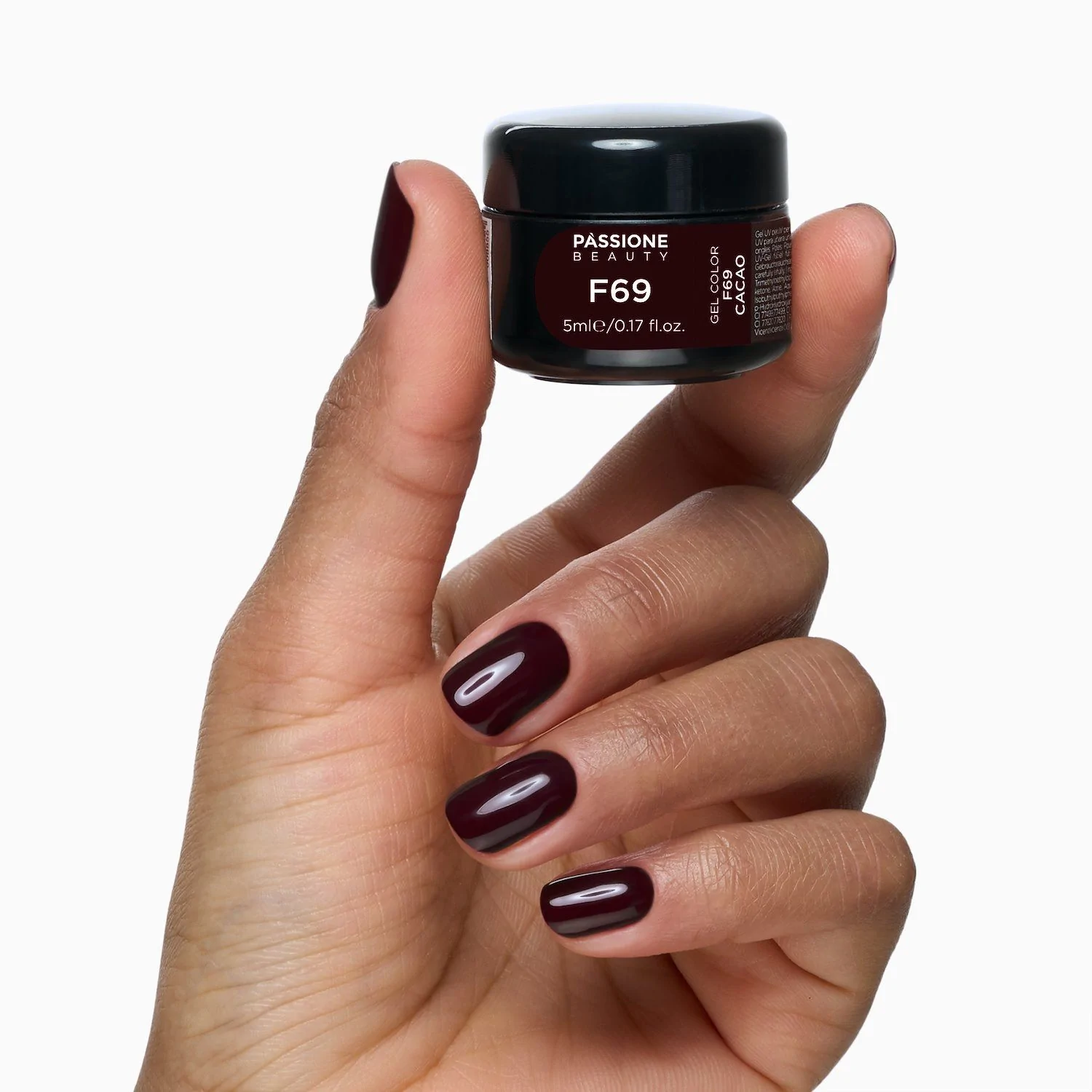 Gel Color F69 Cacao - Gel color marrón chocolate oscuro autosellador - detalle 3