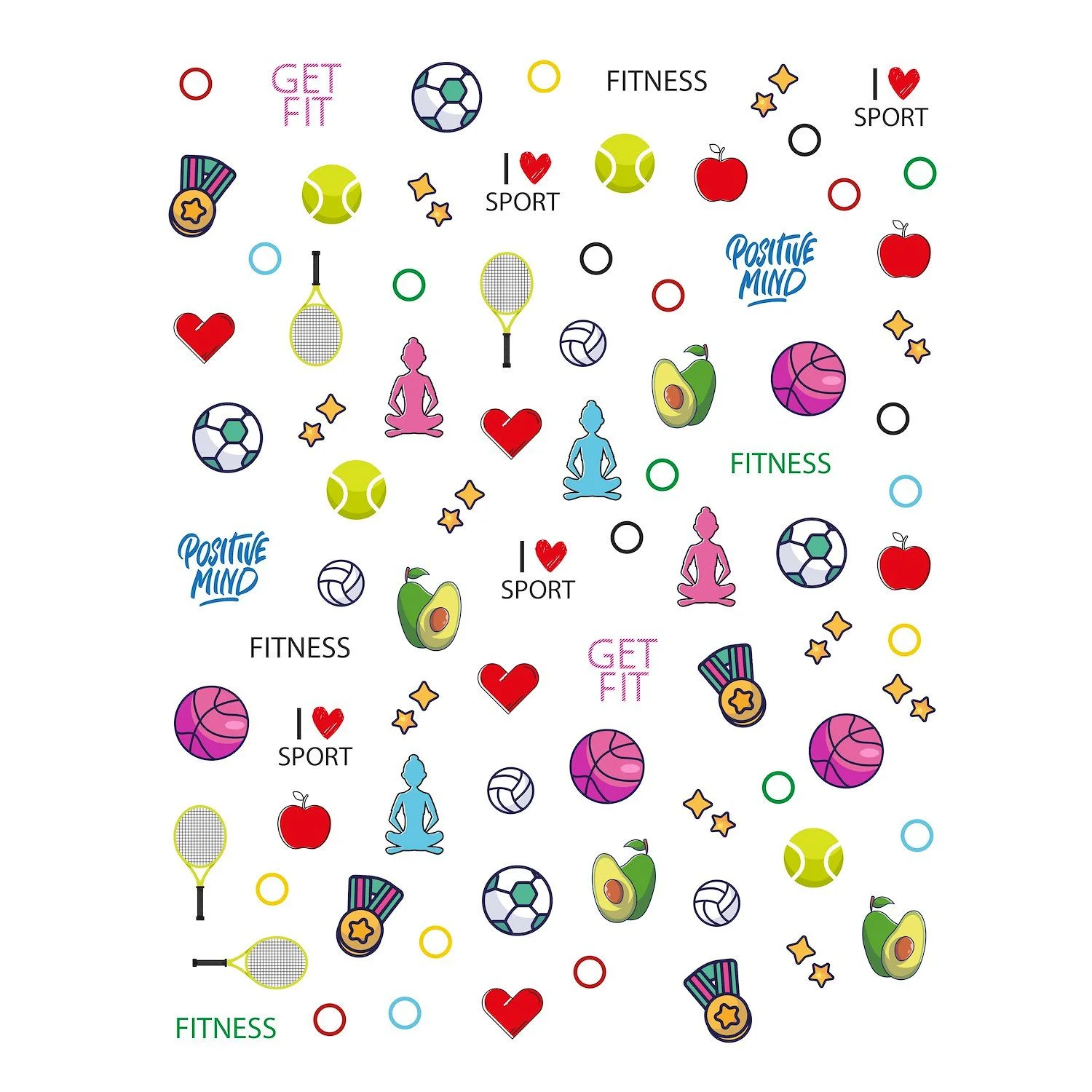 Get Fit - Nail Stickers - Sport-themed nail art stickers - detail 1