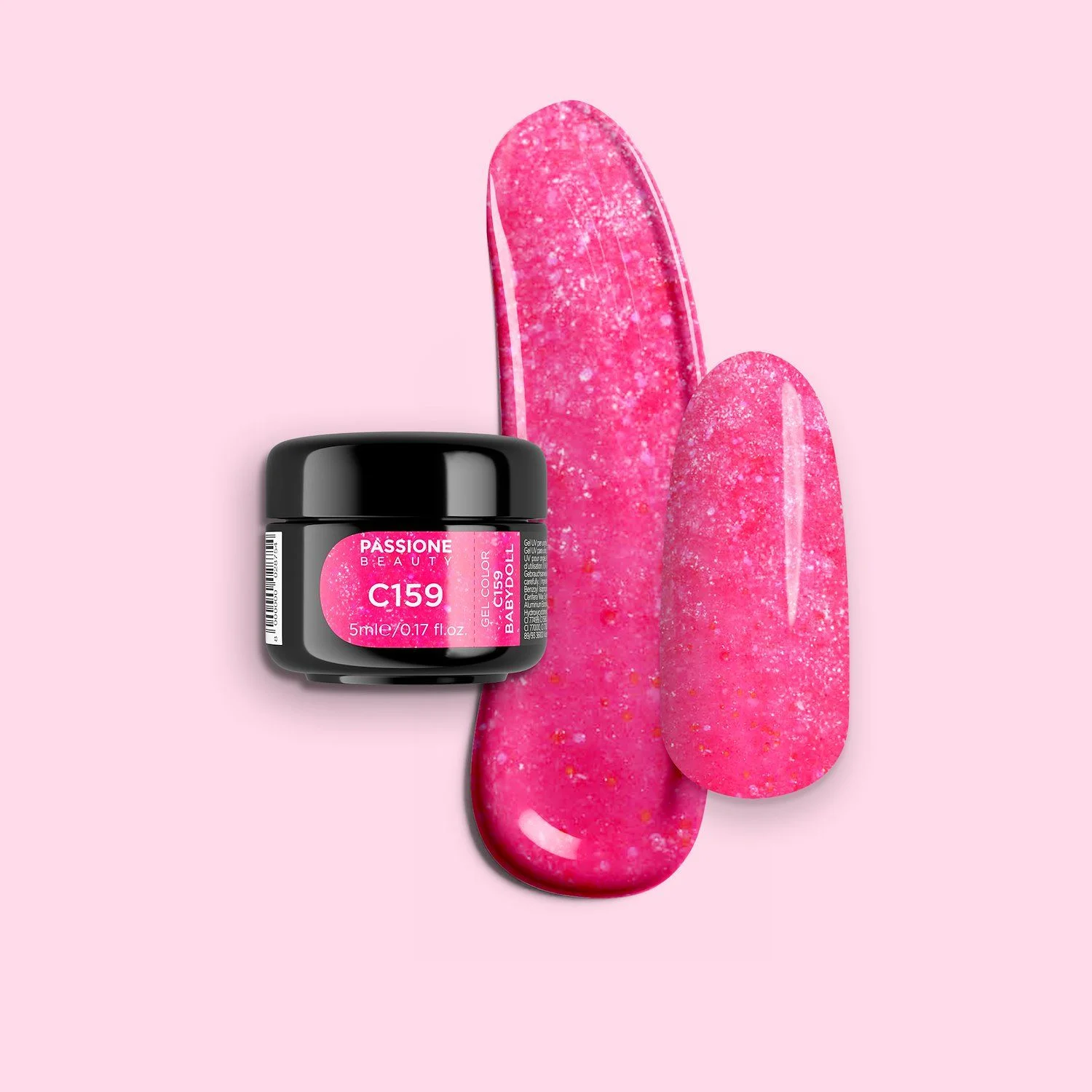 Gel Color C159 Babydoll - Gel color fucsia fluo con finissimi micro-glitter lilla e micro-flakes cangianti
