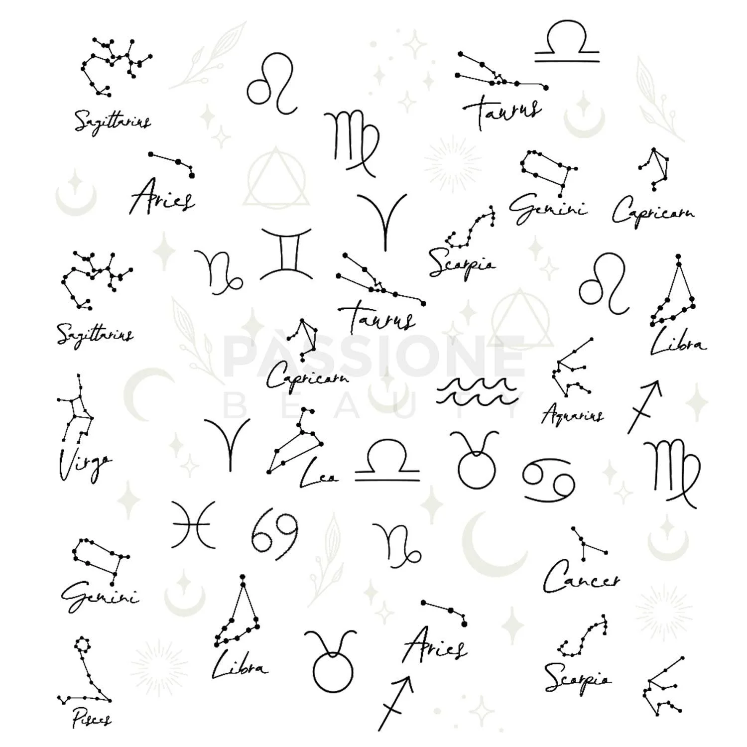 Zodiac - Nail Stickers - Nail sticker with zodiac constellations - detail 1