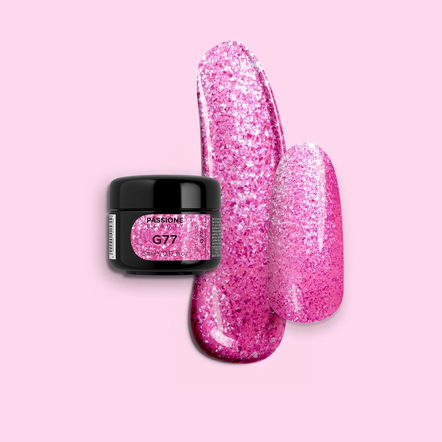 Gel Glitter G77 Caramella Fluo Flash - Gel Glitter per unghie fuxia acceso
