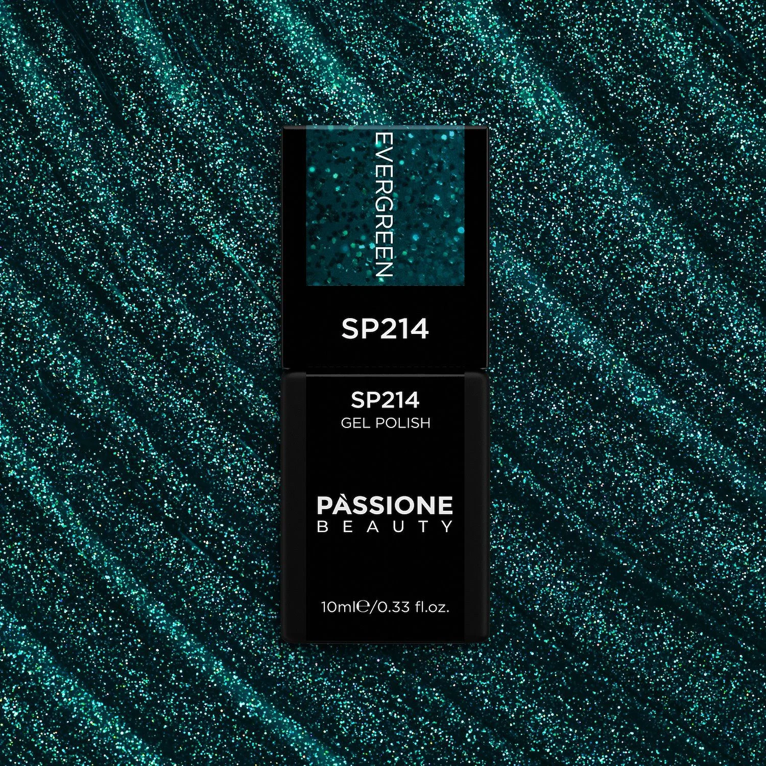 UV-Nagellack SP214 Evergreen - UV-Nagellack Petrolgrün mit grünen Micro-Glitzern - Detail 3