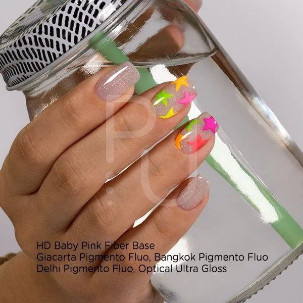 Giacarta Fluo Pigment - Neon green and coral nail art powder - detail 3