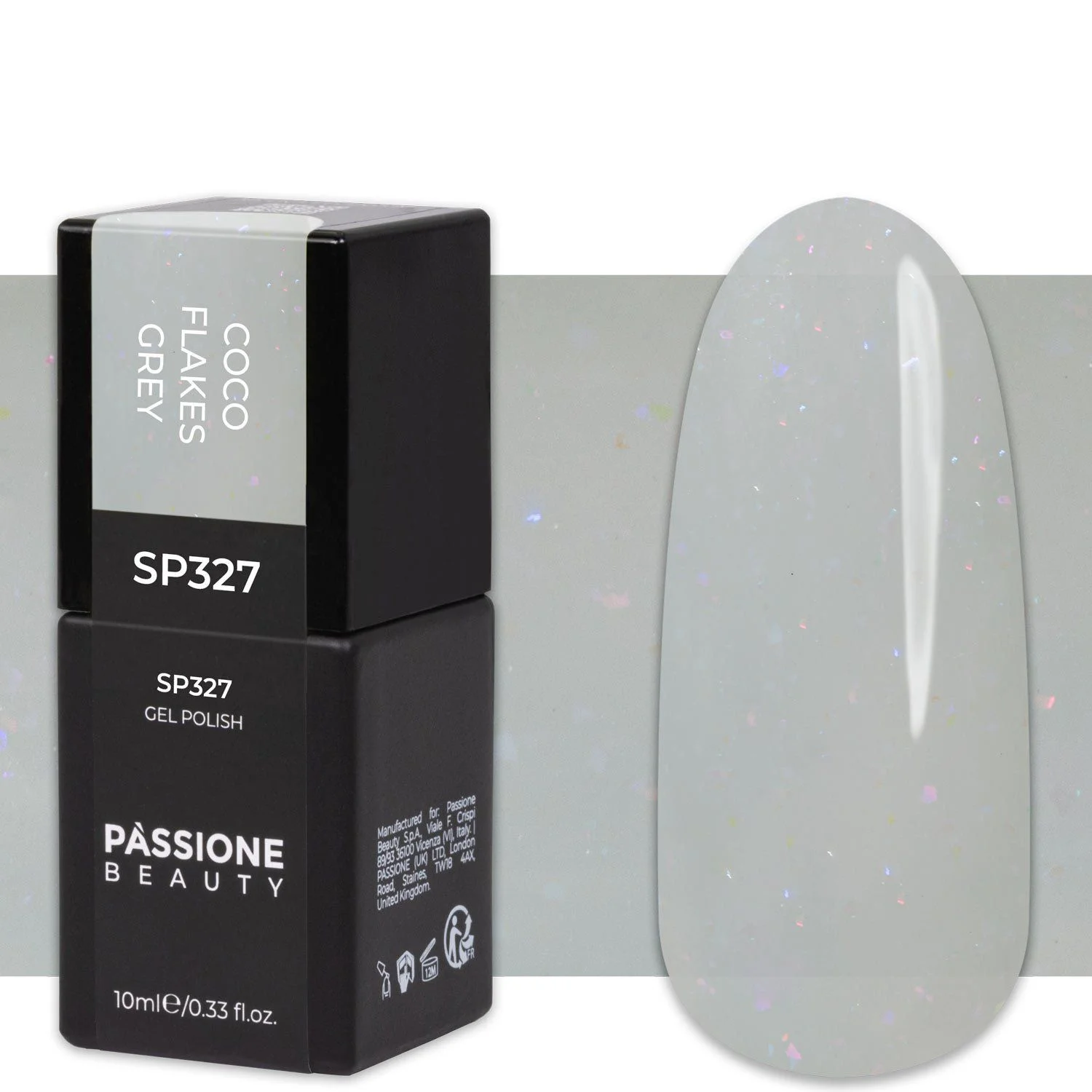 Gel Nail Polish SP327 Coco Flakes Grey - Milky Grey Gel Polish with Micro Flakes