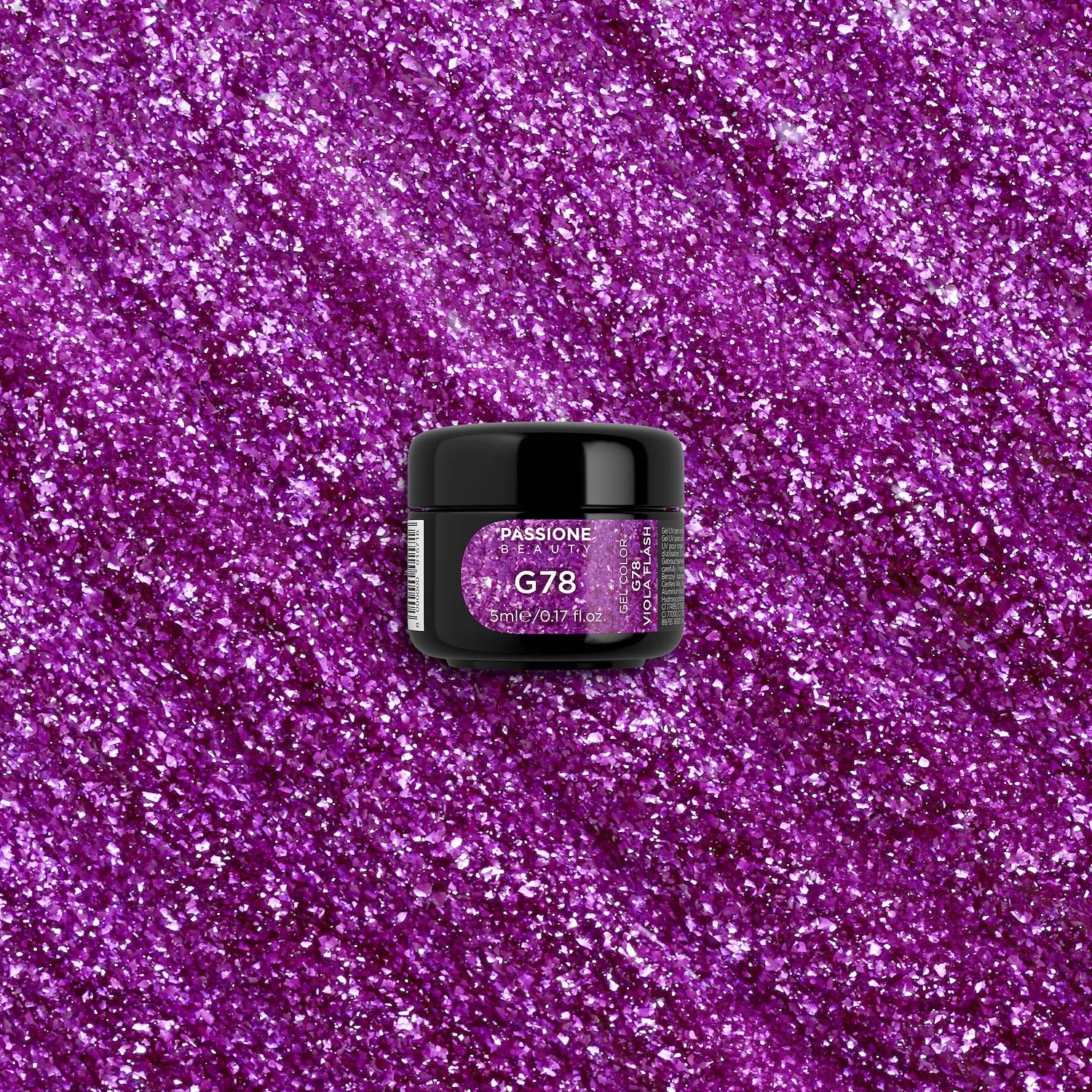 Gel Glitter G78 Viola Flash - Gel color viola con flakes viola e fucsia - dettaglio 2