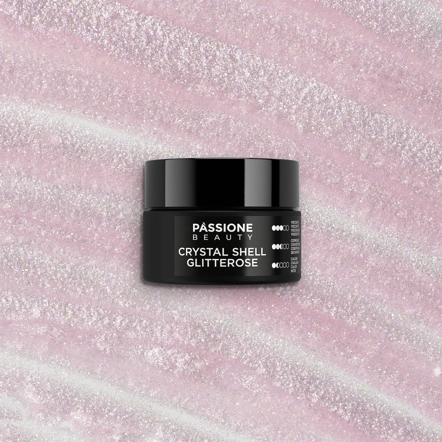 Crystal Shell Glitterose 15 ml - Builder Gel selbstnivellierend helles Rosa mit feinstem holografischem Micro-Glitzer - Detail 2