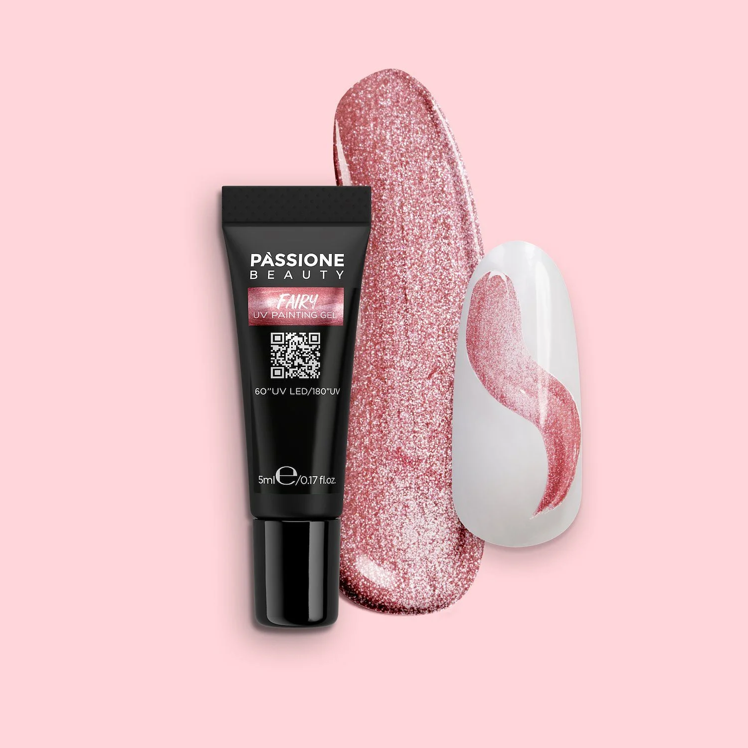 Fairy UV Painting Gel - Fairy UV Gel Paint Antique Rose with Ultra-Fine Silver Micro-Glitter