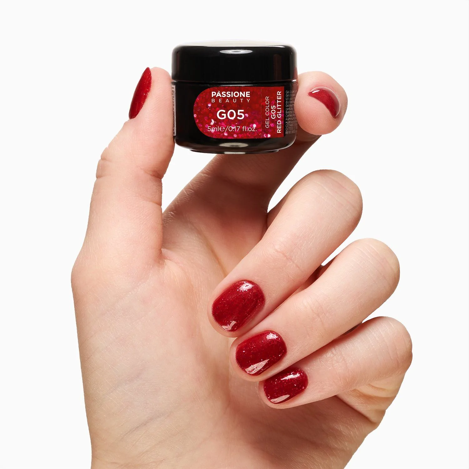 Gel Glitter G05 Red Glitter - Gel color color rojo con purpurina  - detalle 2