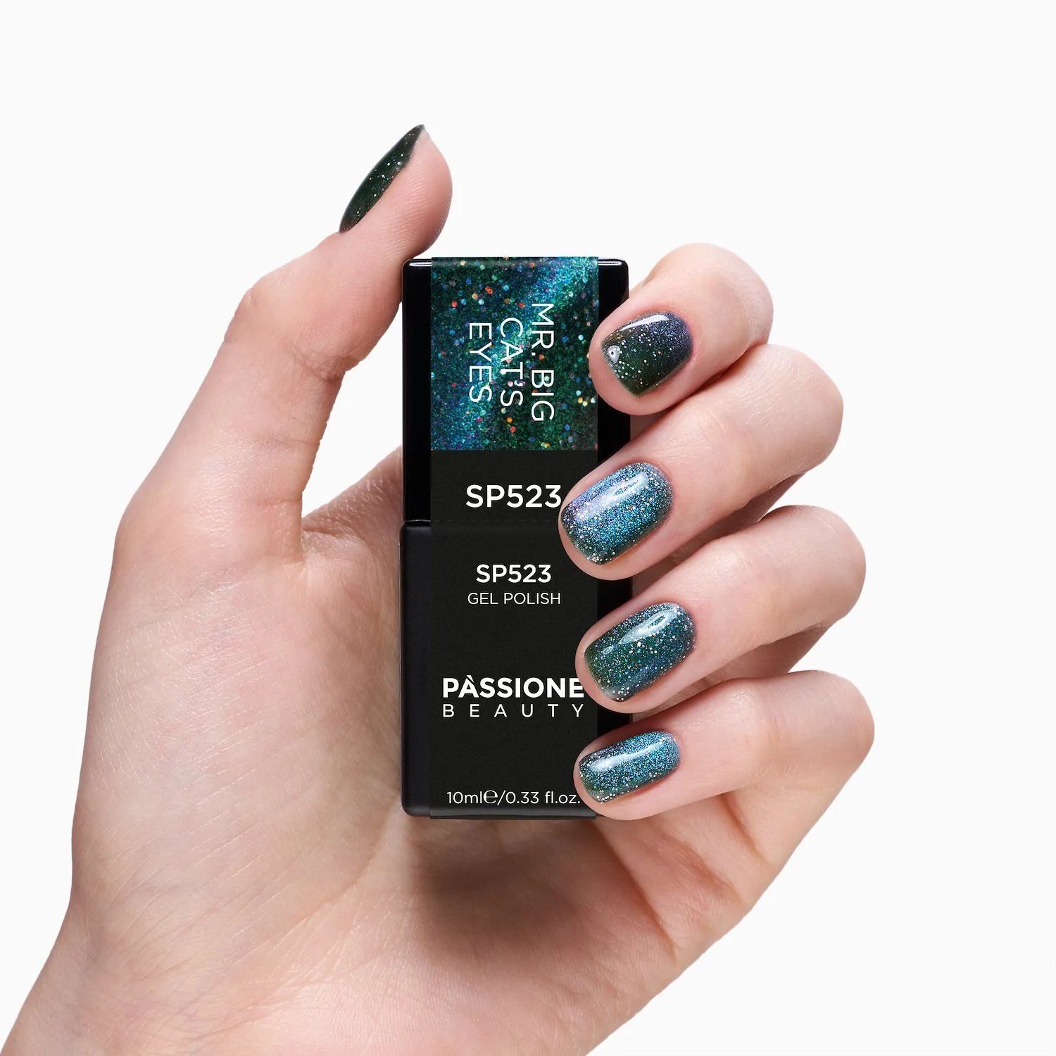 UV-Nagellack SP523 Mr Big Cat Eye - UV-Nagellack Grün mit Cat-Eye-Effekt - Detail 3