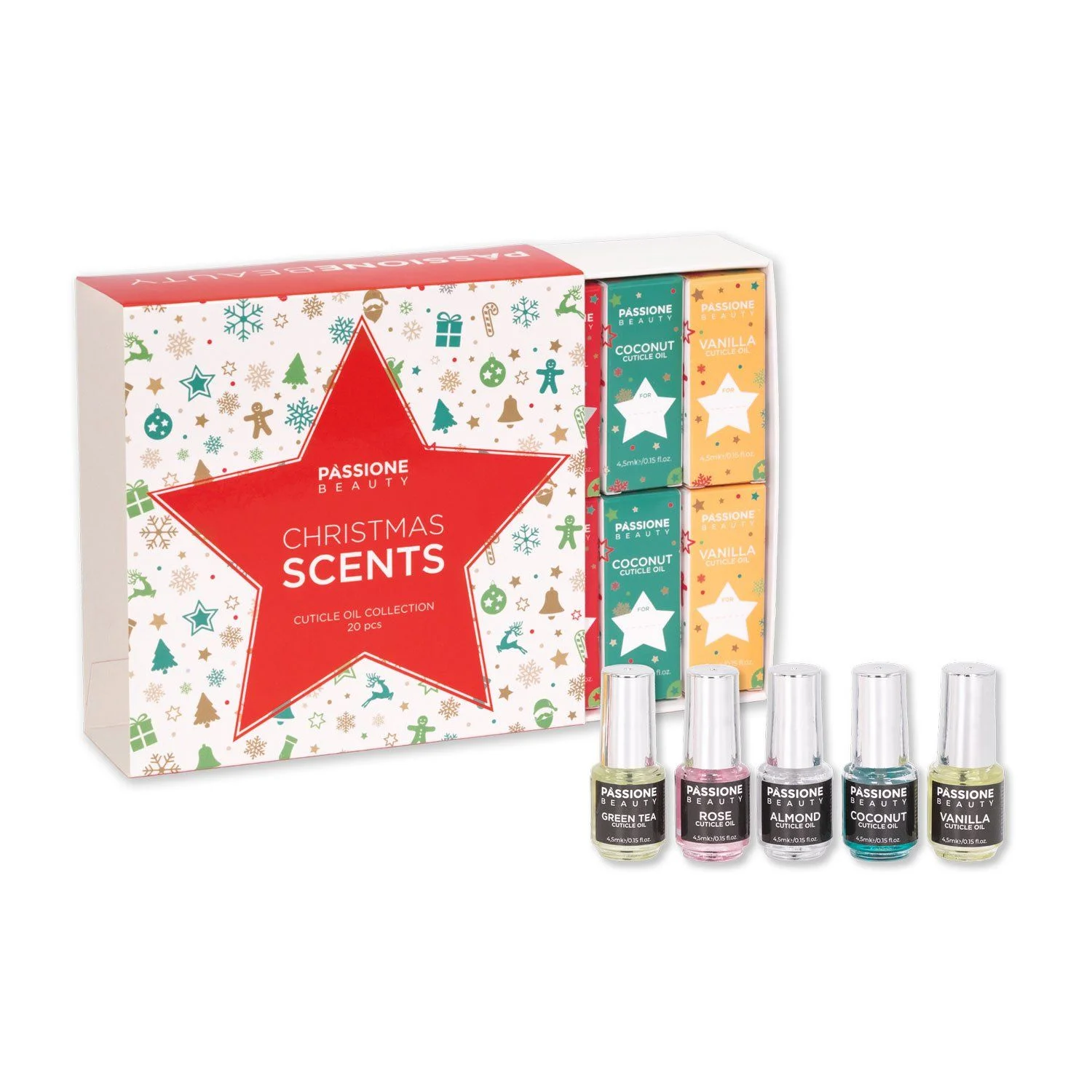 Kit Christmas Scents - 20 mini aceites para cutículas  - Colección de mini aceites perfumados para cutículas