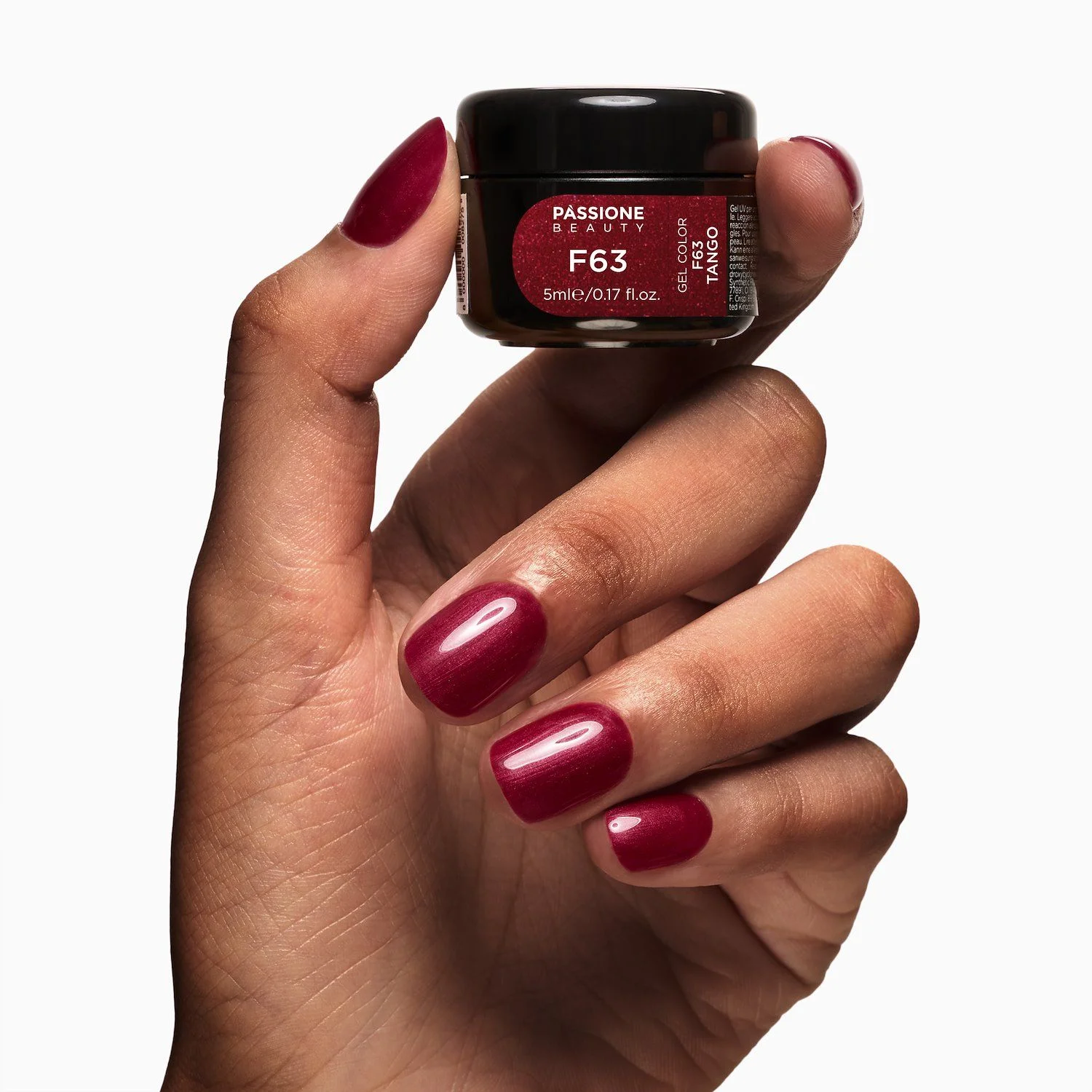 Gel colour F63 Tango - Dark red metal effect Self-sealingUV Gel Colour - detail 3