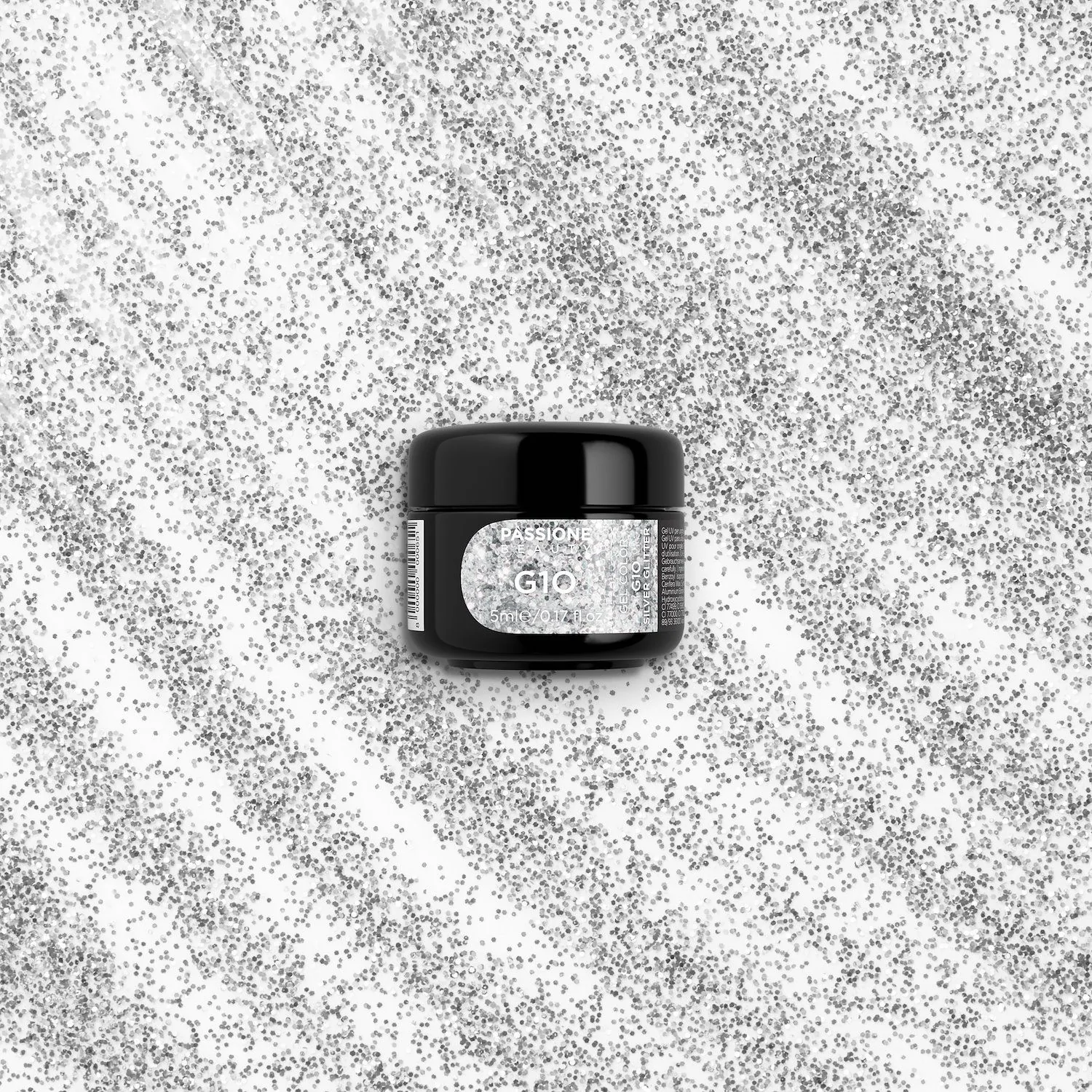 Gel Glitter G10 Silver Glitter - Gel color color plateado con purpurina - detalle 3