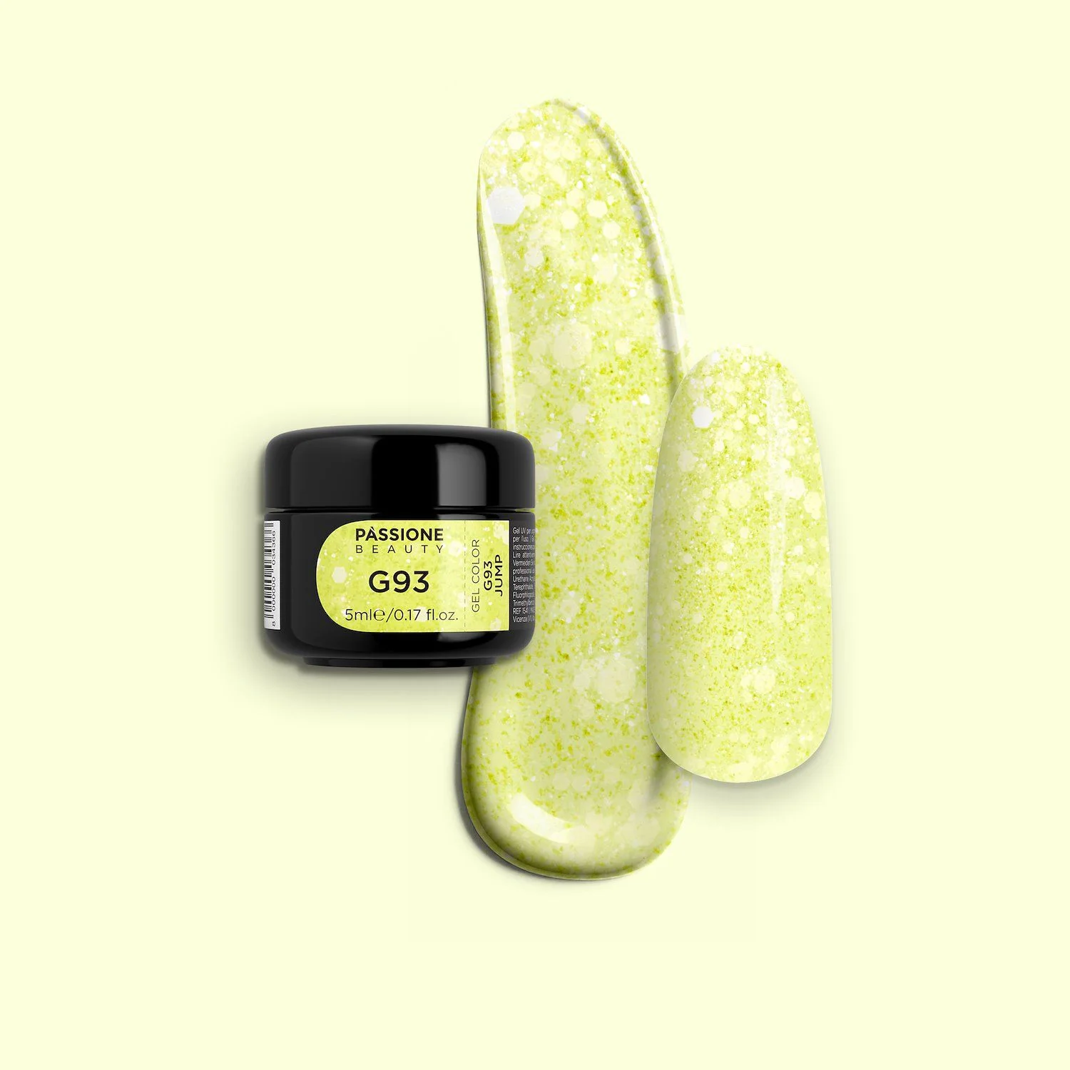 Gel Glitter G93 Jump - Yellow Glitter Gel with white glitter and sequins
