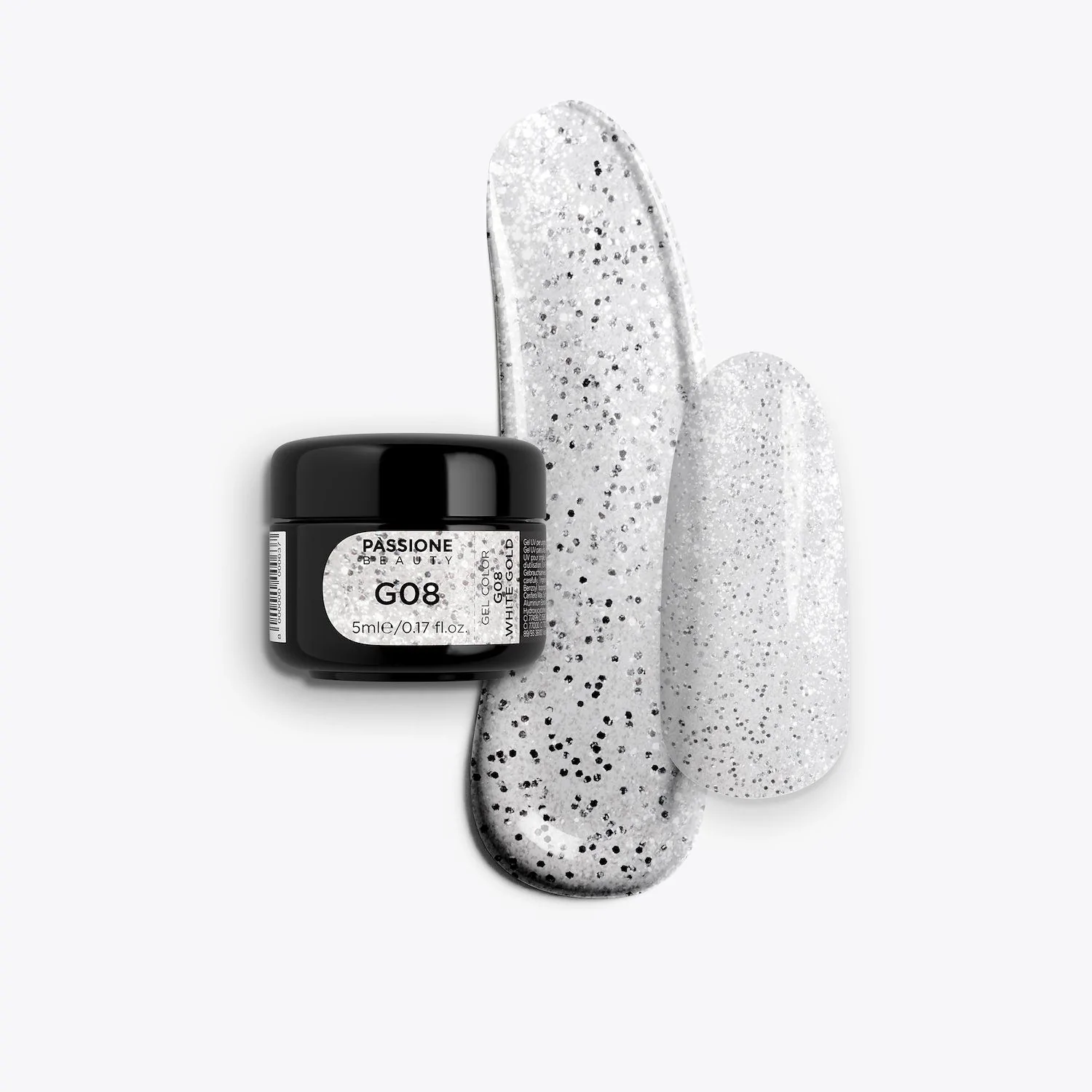 Glitter Farbgel G08 White Gold - Farbgel in Platin mit Glitter in Weißgold