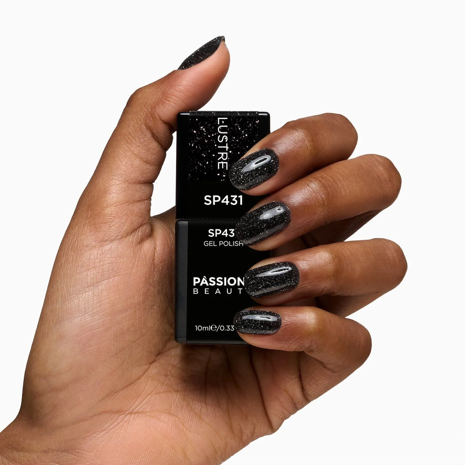 Vernis semi-permanent SP431 Lustre - Vernis semi-permanent noir avec micro-paillettes argent - détail 2
