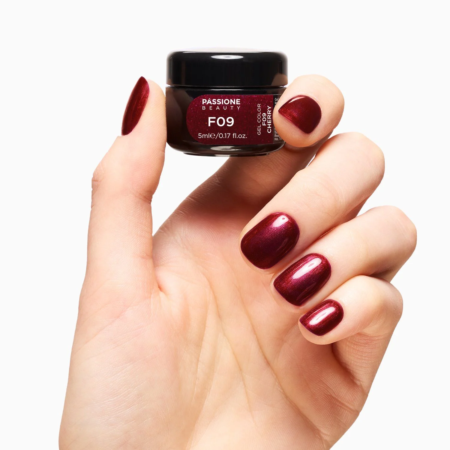 Gel Color F09 Cherry - Gel color burdeos brillante autosellante  - detalle 2