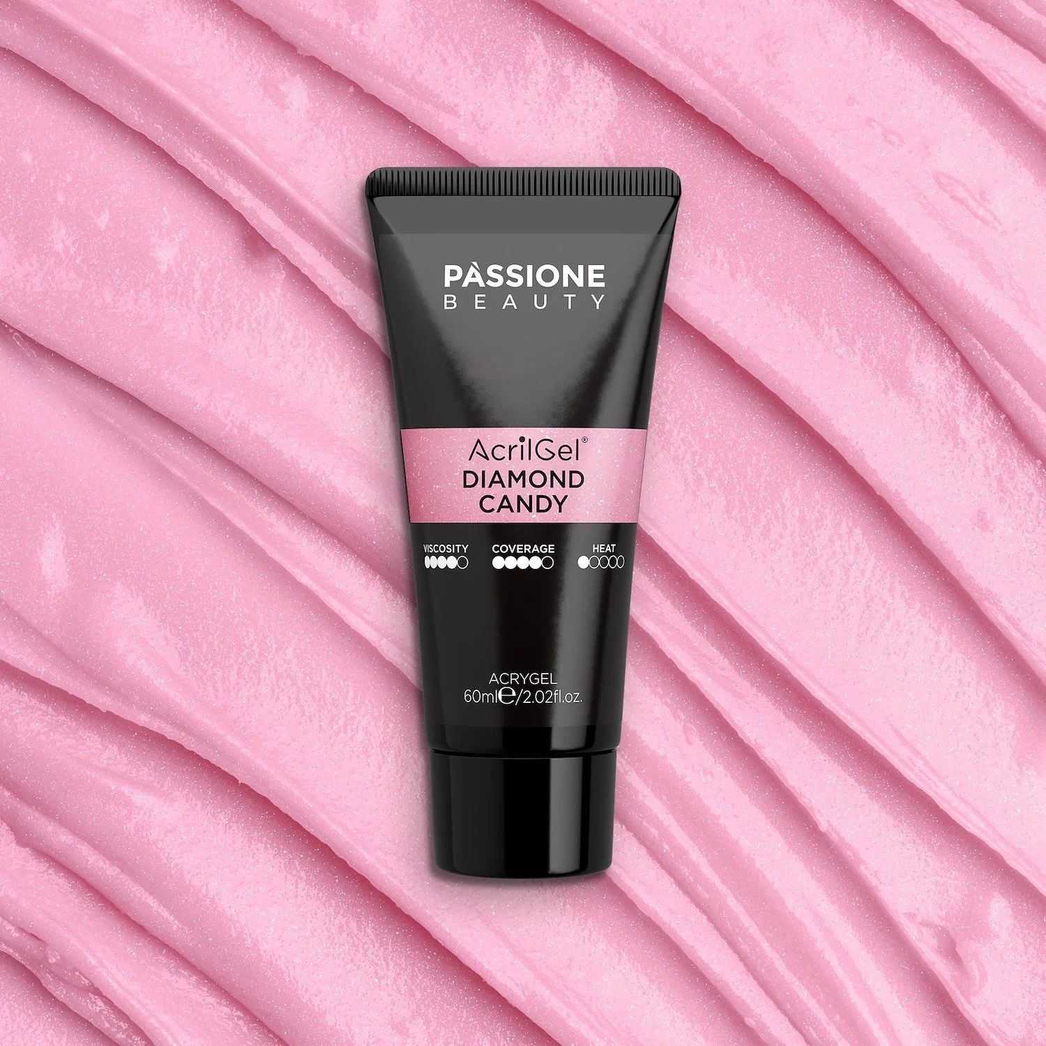 Acrygel® Diamond Candy 60 ml - Acrylic Gel Warm Vivid Pink with Fine Silver Micro-glitter - detail 2