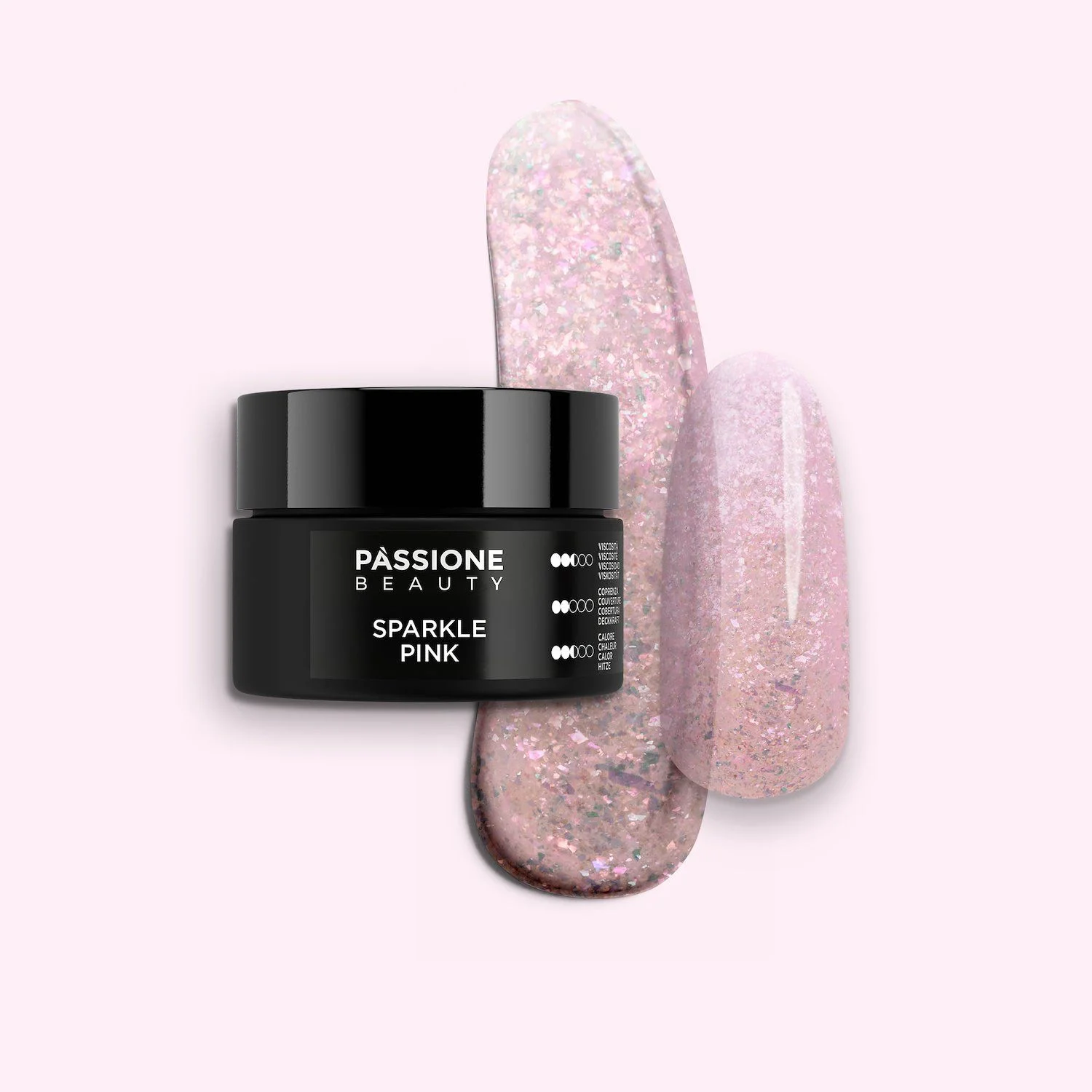 Sparkle Pink 15 ml - Gel de construction auto-égalisant rose vif avec glitter roses irisés