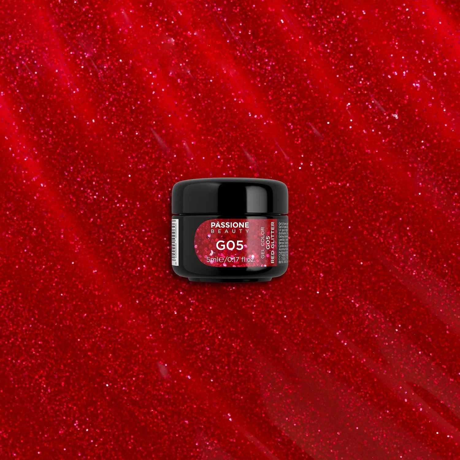 Gel Glitter G05 Red Glitter - Gel color color rojo con purpurina  - detalle 3
