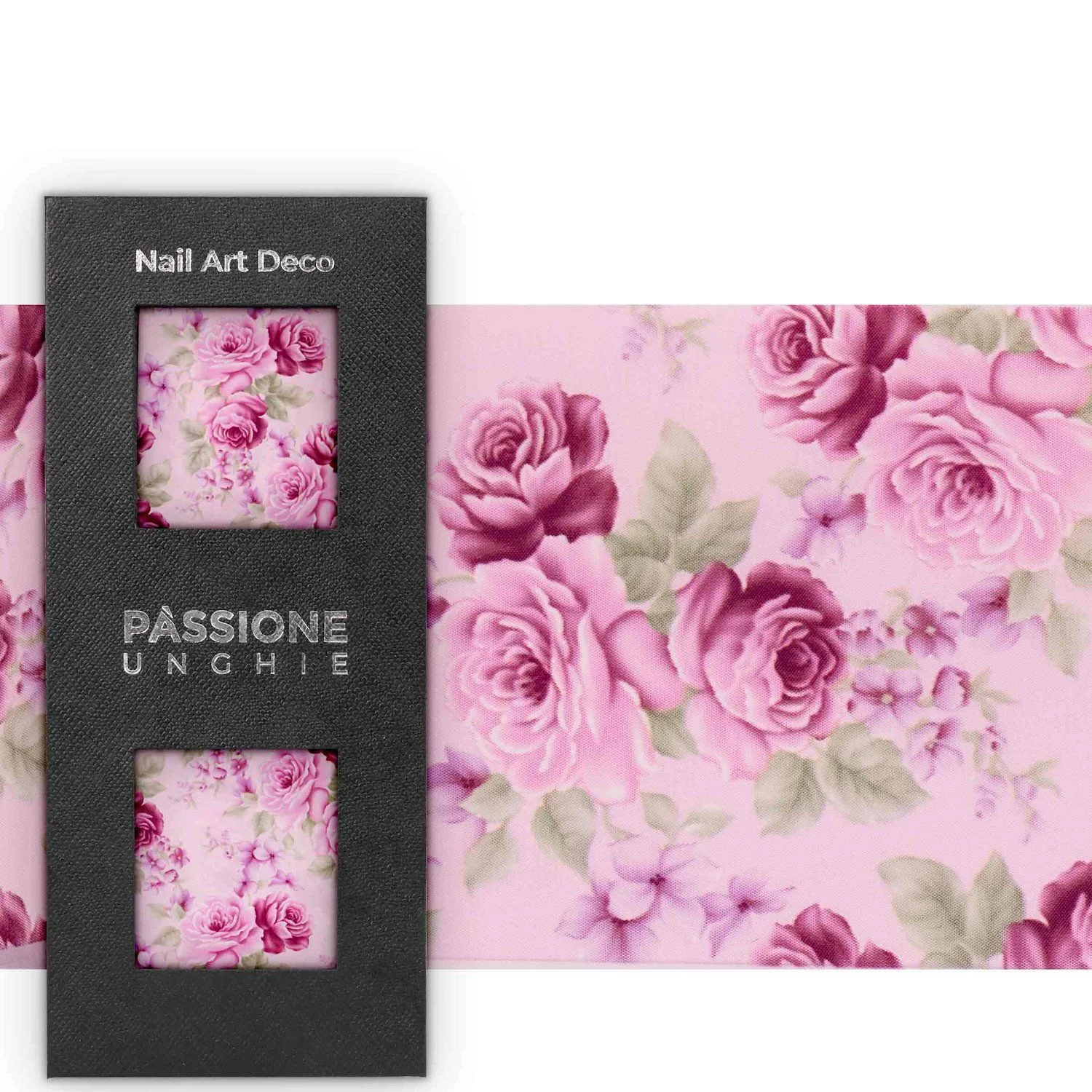 Valentine Flowers - Transfer Foil - Nail Transfer Foil - flowers on a pink base 