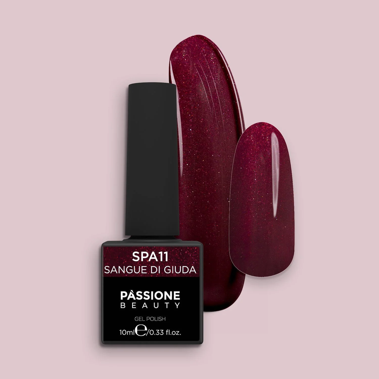 Colore semipermanente SPA11 Sangue di Giuda - Gel semipermanente colorato SPA11 Sangue di Giuda, Bordeaux intenso con brillantini