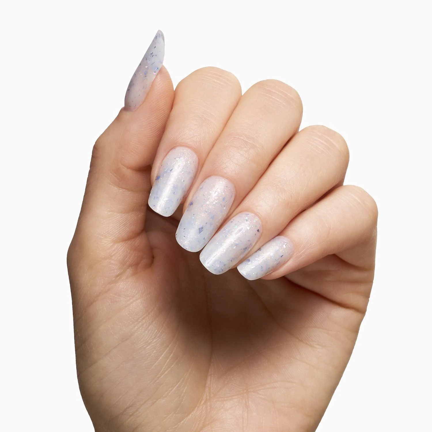 Marble Lavender Flakes 15 ml - Gel de construction auto-égalisant blanc laiteux avec flakes lilas et micro-flakes holographiques - détail 5