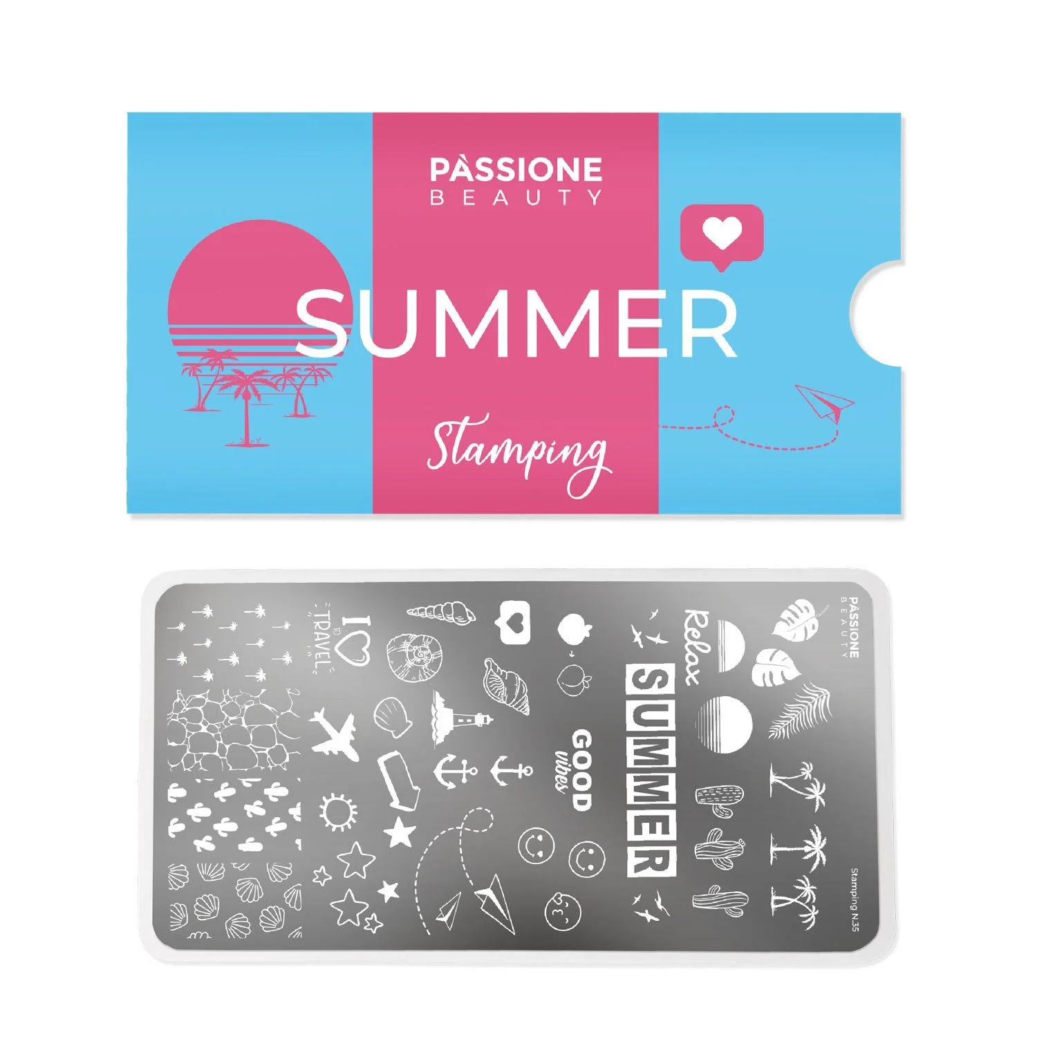 Summer - Stamping Plate - Stamping plate with summer nail decorations - detail 1