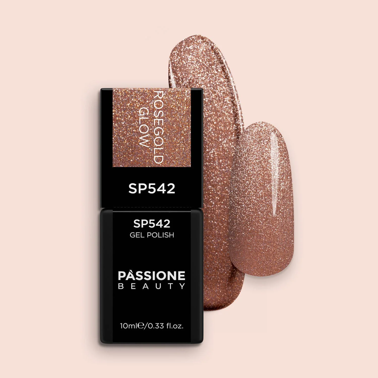 Gel Nail Polish SP542 Rosegold Glow - Opaque Metal Rose Gold Gel Polish