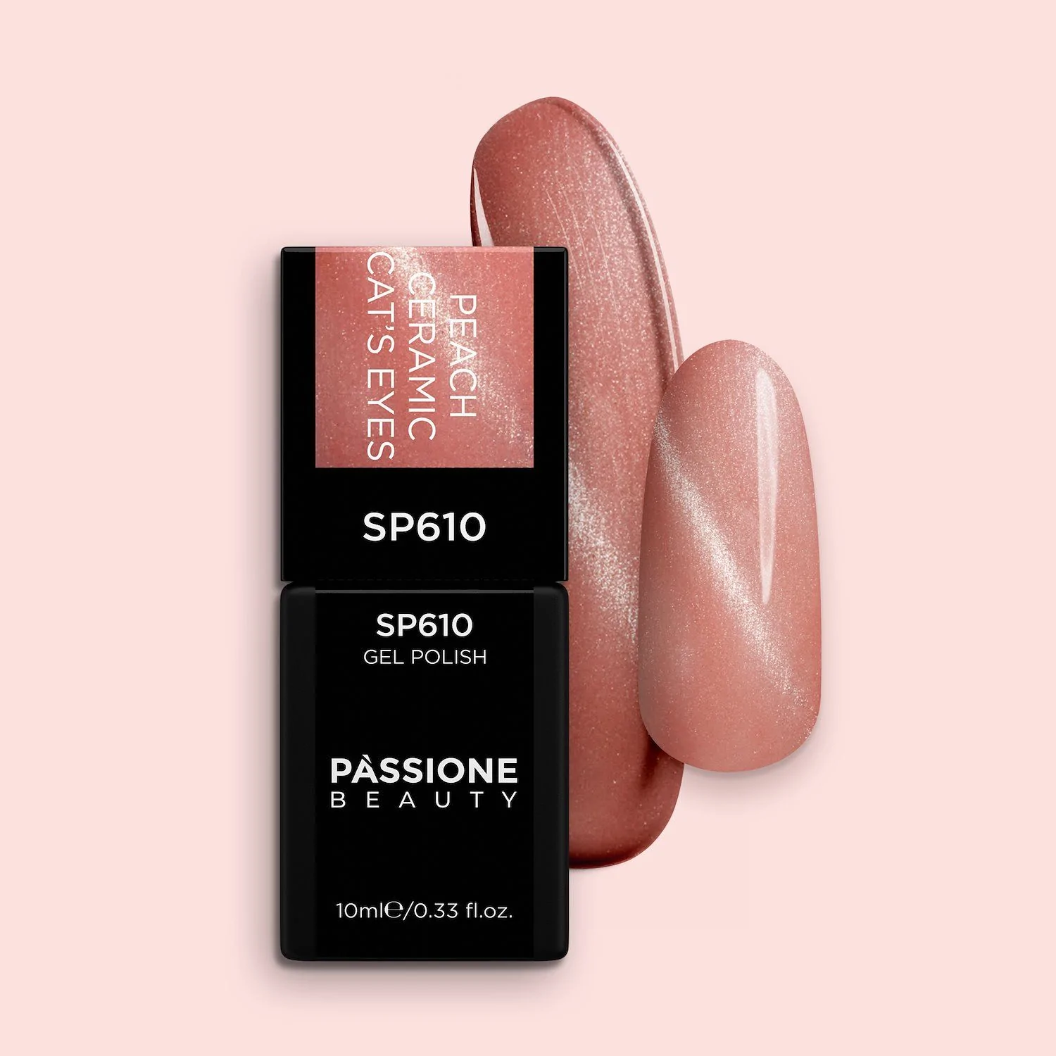 Smalto semipermanente SP610 Peach Ceramic Cat Eye - Colore semipermanente rosa pesca effetto cat eye