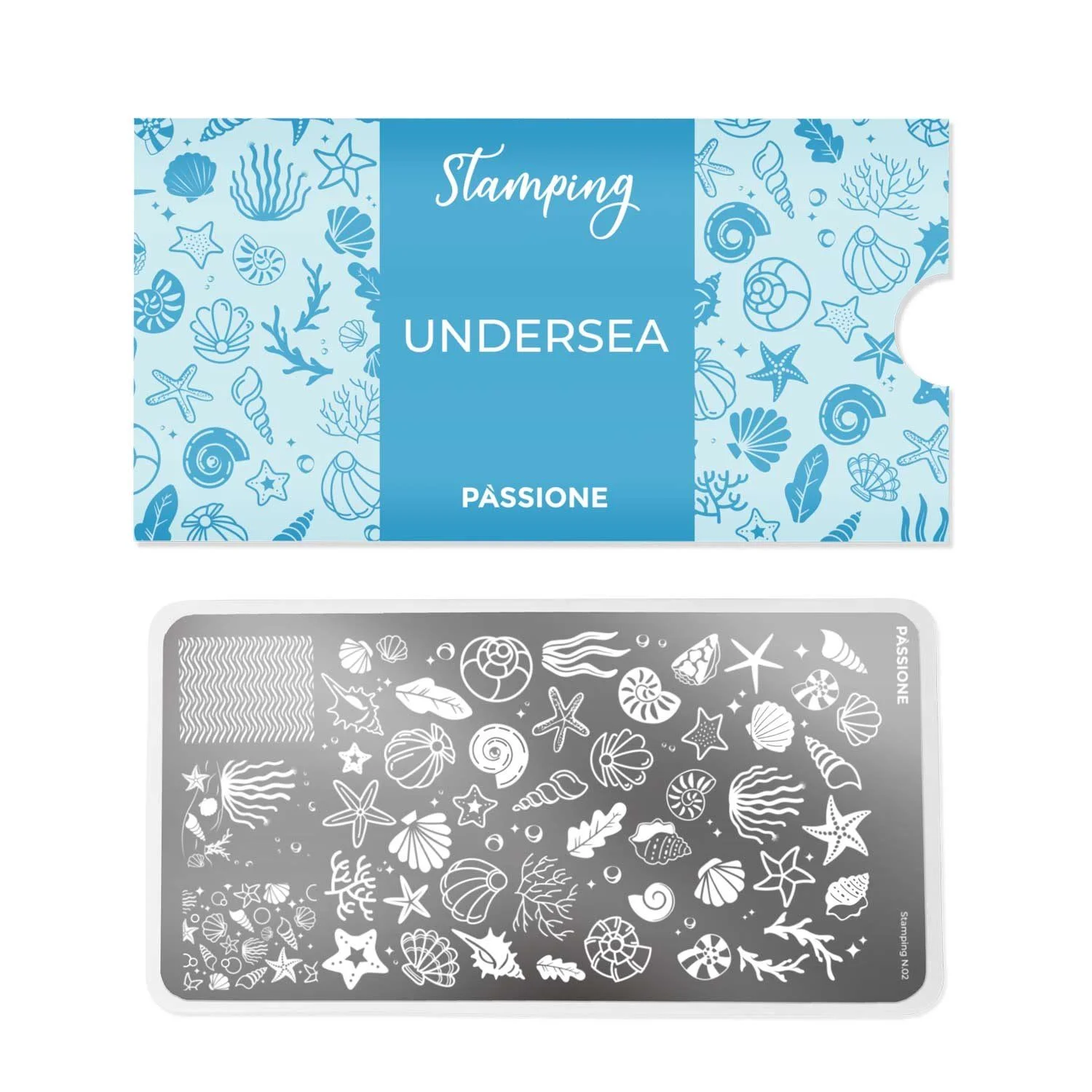 Undersea - Piastra Stamping - Nail stamping plate with shells and starfish. - detail 1