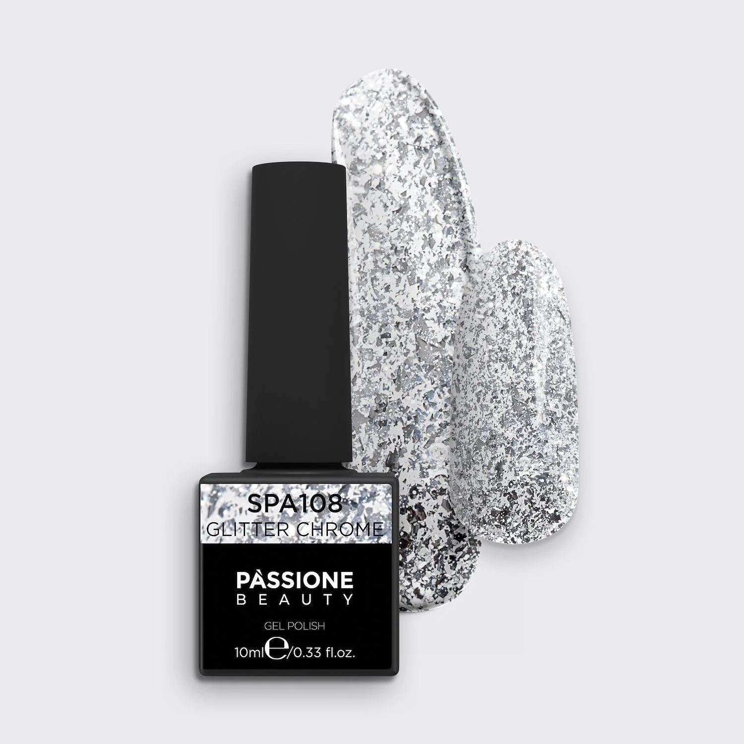 UV Nagellack SNA108 Glitter Chrome - UV Nagellack in Silber mit Chrome Flakes